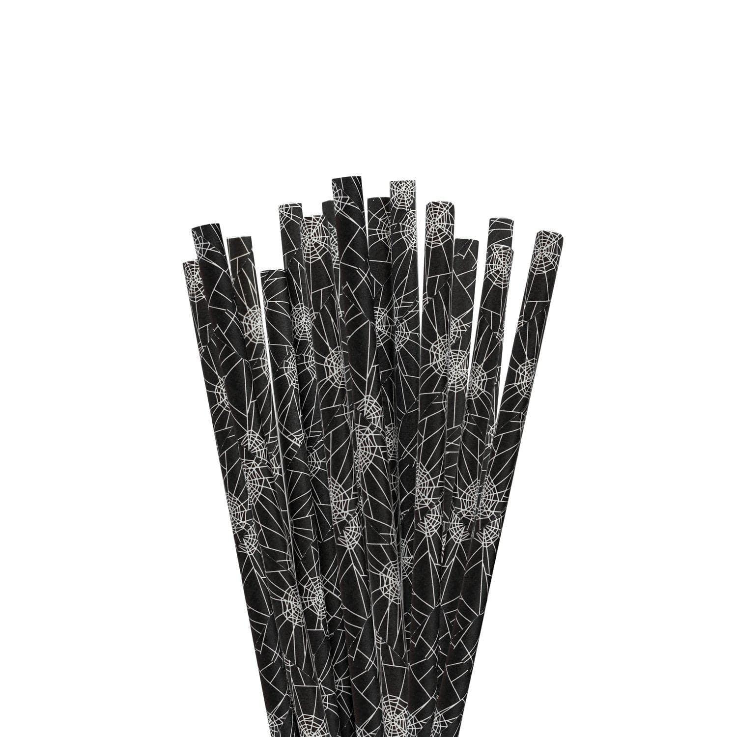Black Cobweb Print Cake Pop Party Straws - Bulk Pack of 50/100/200 - Perfect for Halloween, Birthday Parties & DIY Dessert Decorations