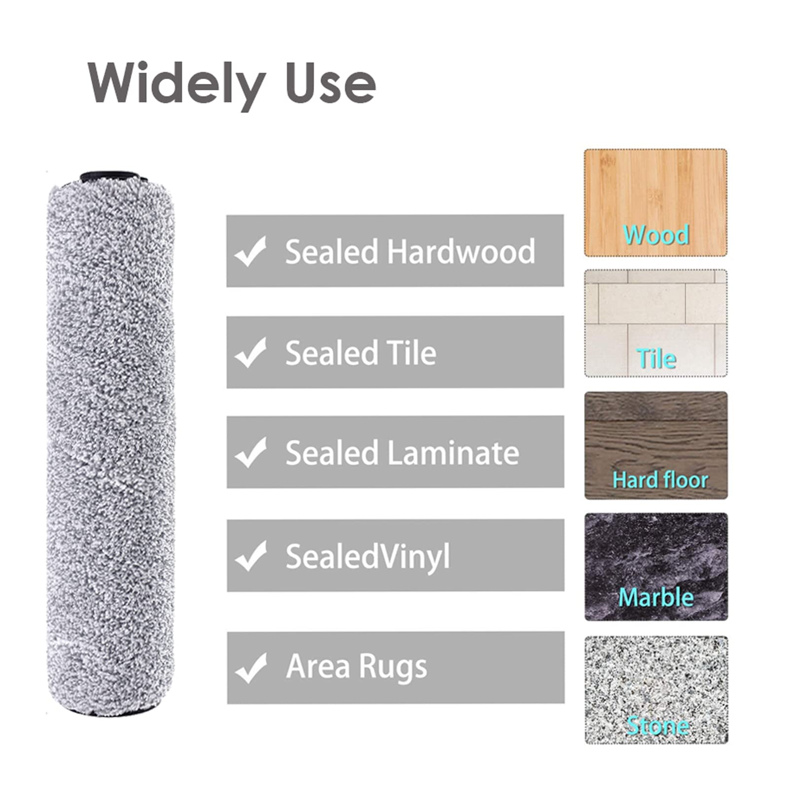 2 Pack Soft Roller Brushes for Tineco iFloor 2 Cordless Wet Dry Vacuum - Replacement Parts & Accessories Kit - Perfect for Hardwood Floors, Tile & Pet Hair Cleaning
