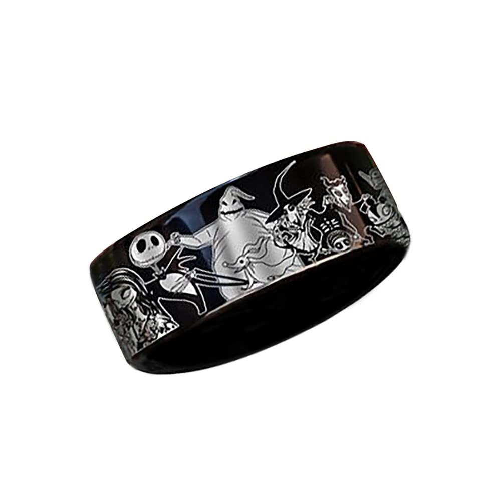 Jack & Sally Wedding Ring Set - Nightmare Before Christmas Inspired Engagement & Wedding Bands - Matching Couple Rings for Him & Her - Perfect for Halloween, Cosplay, and Gothic Weddings