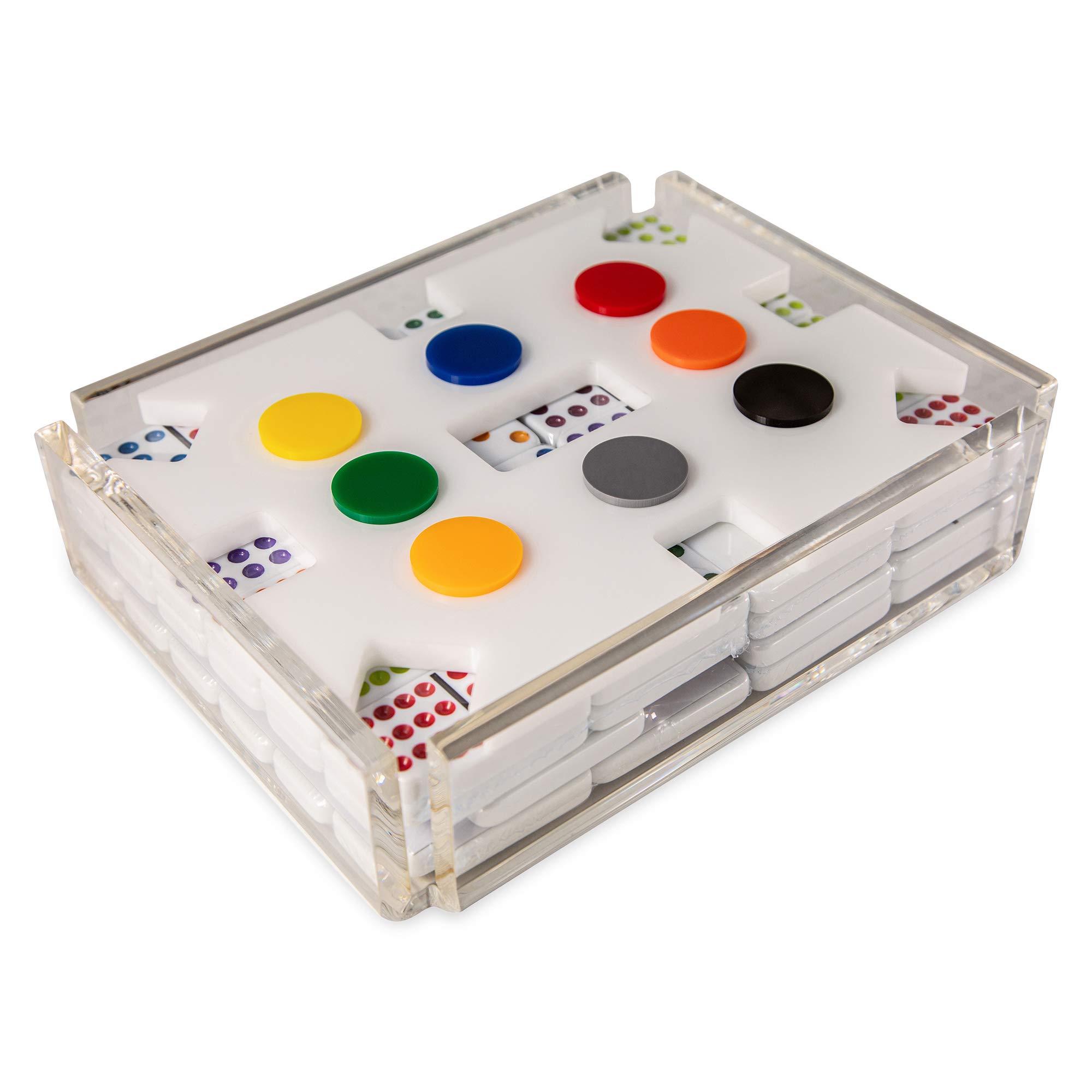 Premium Mexican Train Dominoes Set - Double 12 Acrylic Dominoes with Modern Design for Adults, Family Game Night & Parties (White) - Perfect for Game Nights, Family Gatherings, and Social Events