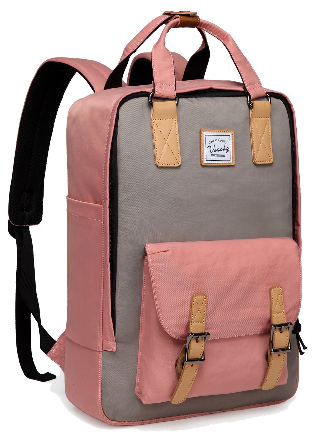 VASCHY Vintage Water-Resistant Backpack for Men & Women - 15 Inch Laptop Backpack for School, College, Travel & Work | Durable & Stylish Daypack for Commuters & Students