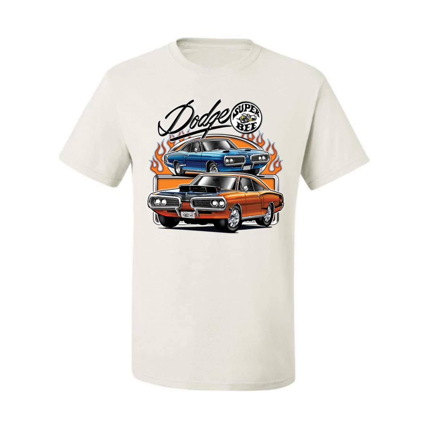 Flaming Dodge Super Bee Muscle Car T-Shirt for Men - Vintage Racing & American Muscle Car Enthusiast Apparel - Perfect for Car Shows, Racing Events & Casual Wear