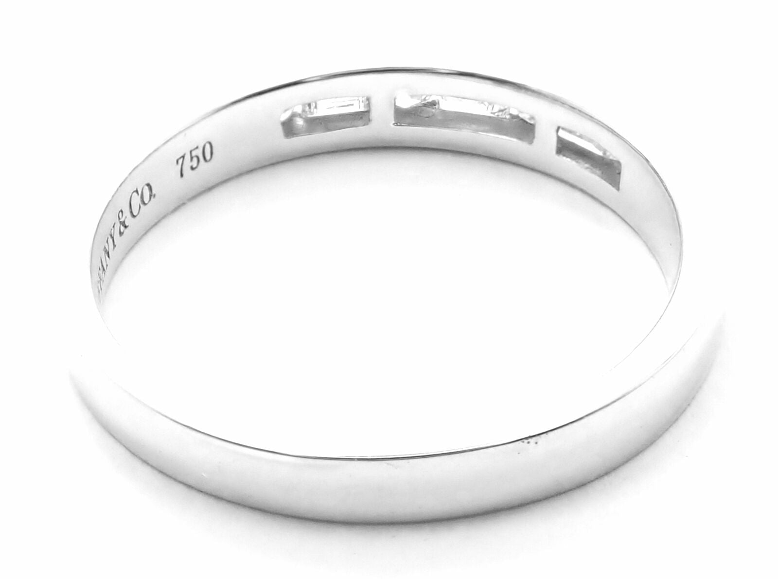 Authentic Tiffany & Co 18k White Gold Diamond Channel Set Band Ring for Women - Luxury Wedding, Engagement & Anniversary Jewelry Gift