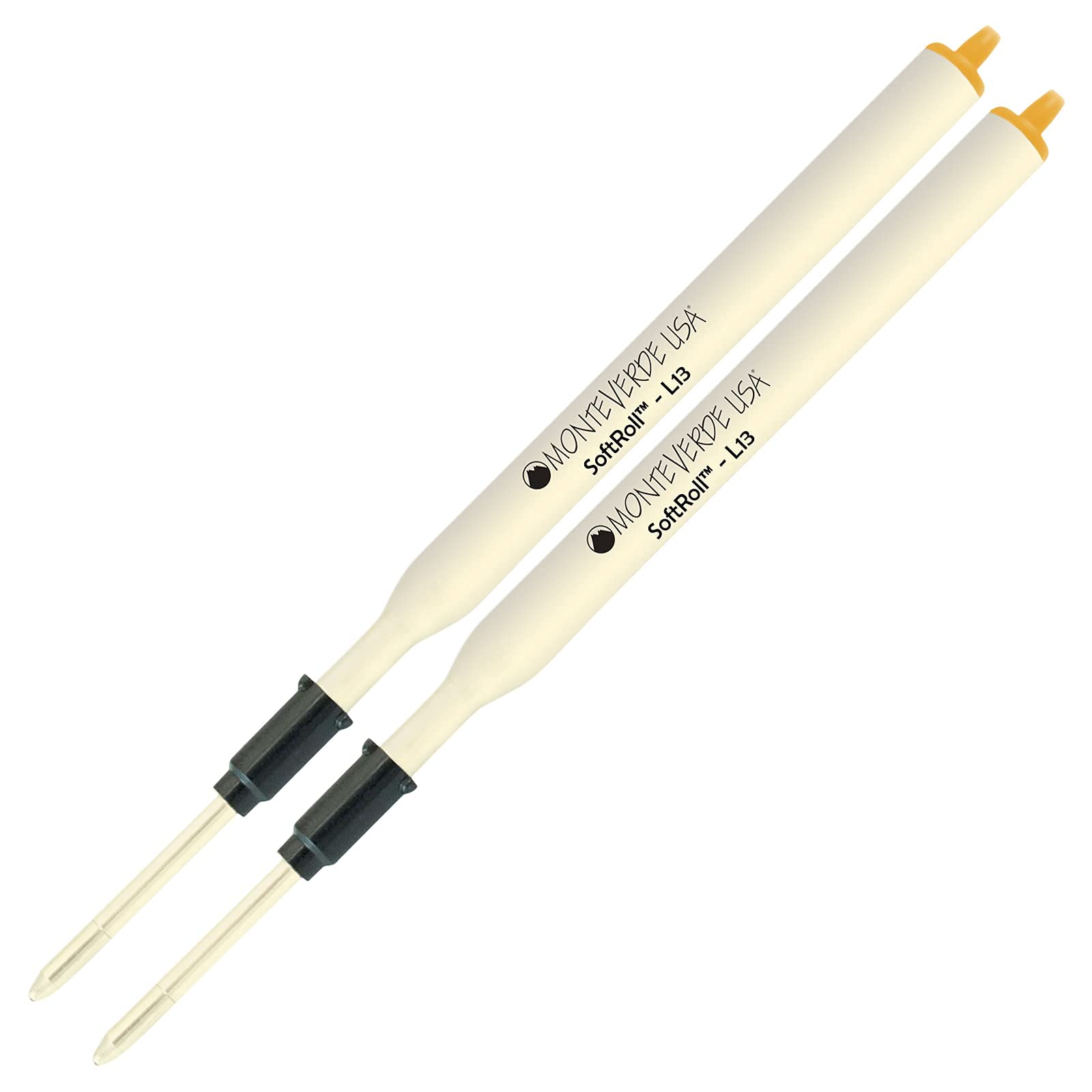 Monteverde Soft Roll Ballpoint L13 Ink Refill 2-Pack - Compatible with Lamy Style Pens - Orange Medium Tip 0.7mm - Perfect for Office, School & Everyday Writing