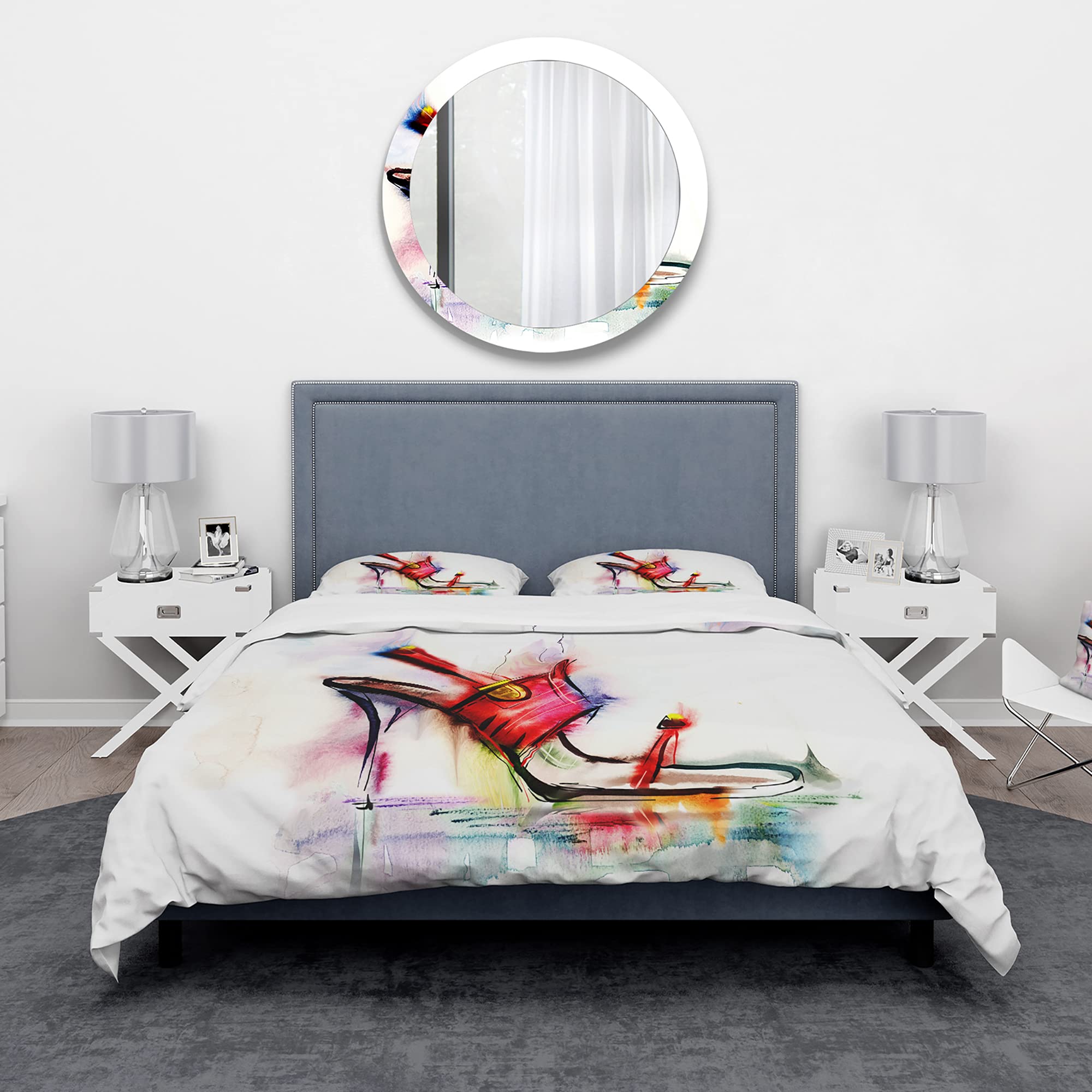 Red High Heel Shoe Duvet Cover Set King - Abstract Bedding for Modern Bedrooms