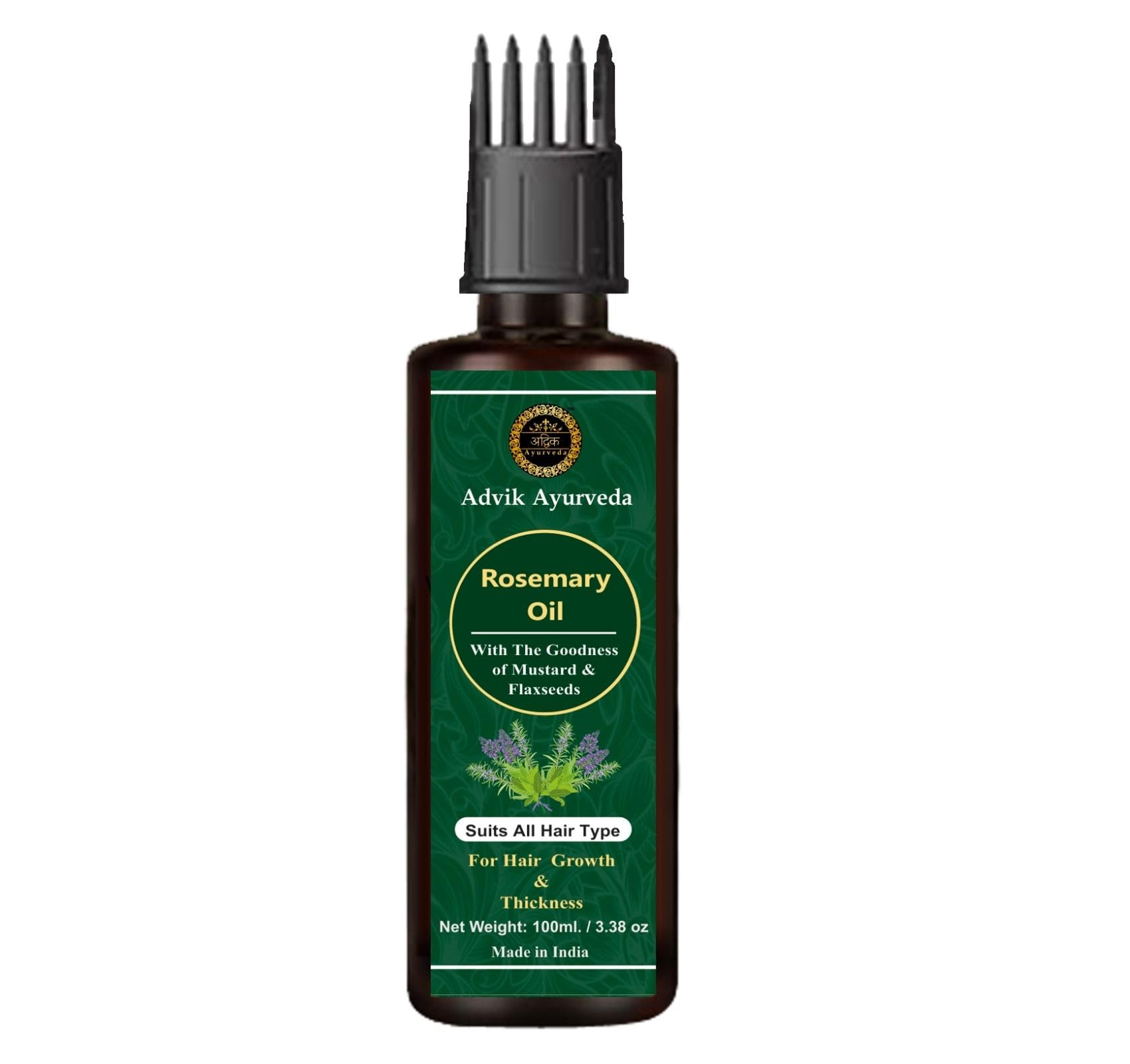 Advik Ayurveda Anti-Dandruff Rosemary Oil for Hair Growth & Thickness, 100ml | Controls Hair Fall & Promotes Healthy Hair | For Men & Women | Perfect for Scalp Treatment & Daily Hair Care Routine