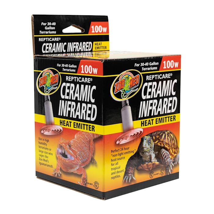 Zoo Med Repticare 100 Watt Ceramic Infrared Heat Emitter for Reptiles - Durable & Energy Efficient Heating Bulb for Terrariums, Snake Tanks & Lizard Enclosures (Perfect for Nighttime Use & Maintaining Optimal Habitat Temperature)