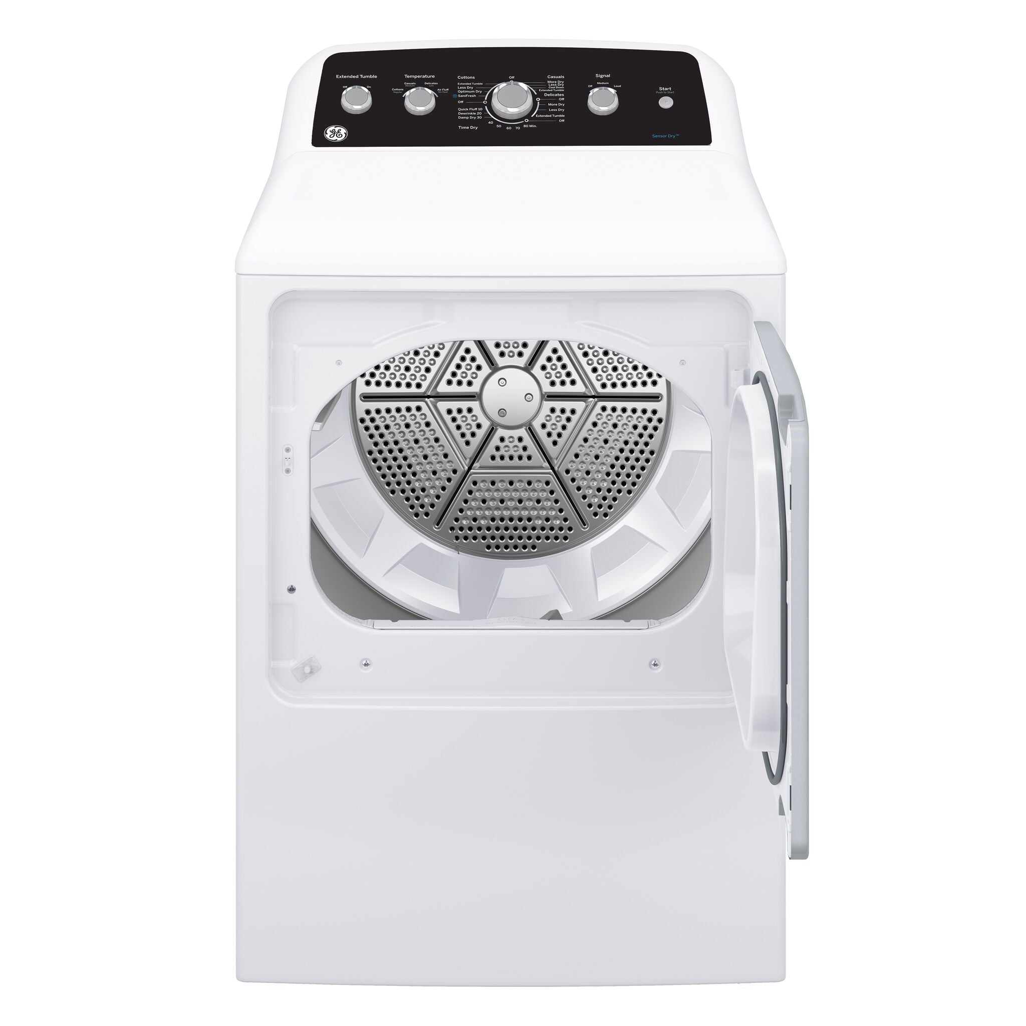 GE GTD49GBMRWS 7.2 cu.ft. White Gas Dryer with SaniFresh Cycle - Perfect for Large Family Laundry, Pet Hair Removal & Allergy Relief