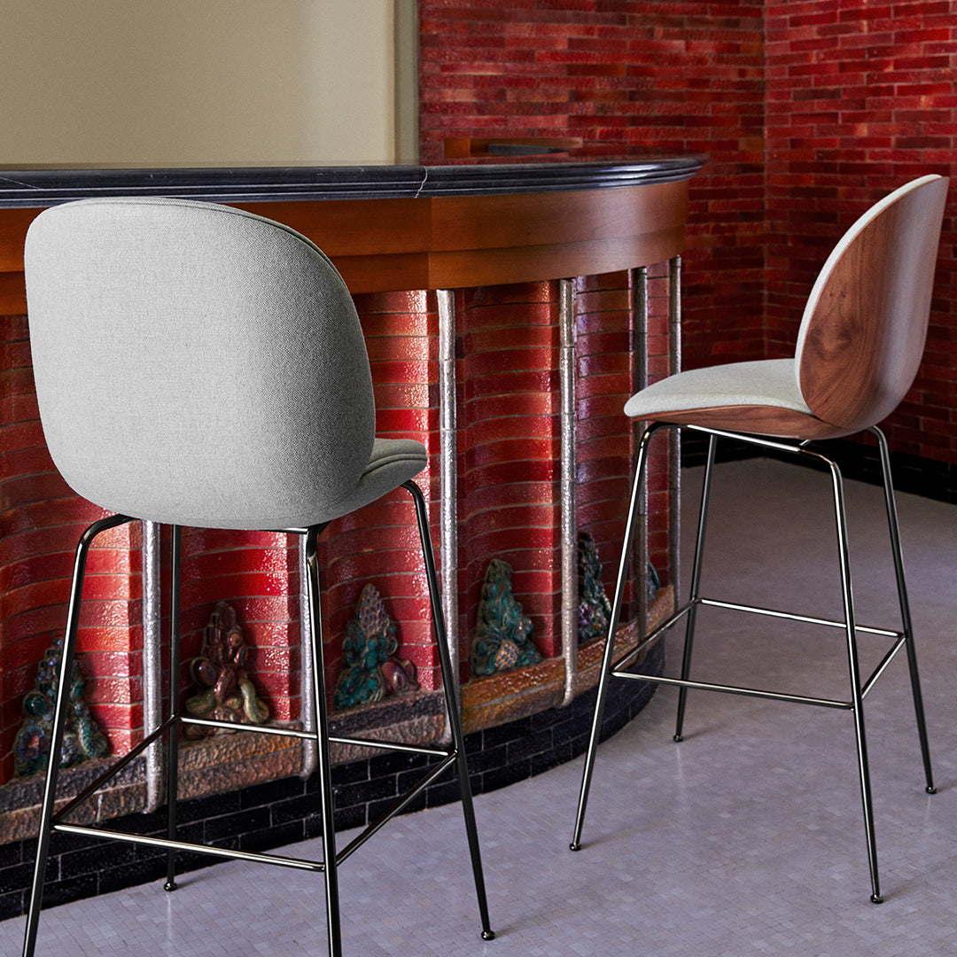 Beetle Bar Chair - Modern Upholstered Counter Stool with 3D Veneer Shell & Conic Base (77cm Height) - Perfect for Kitchen Islands, Breakfast Bars & Home Bars