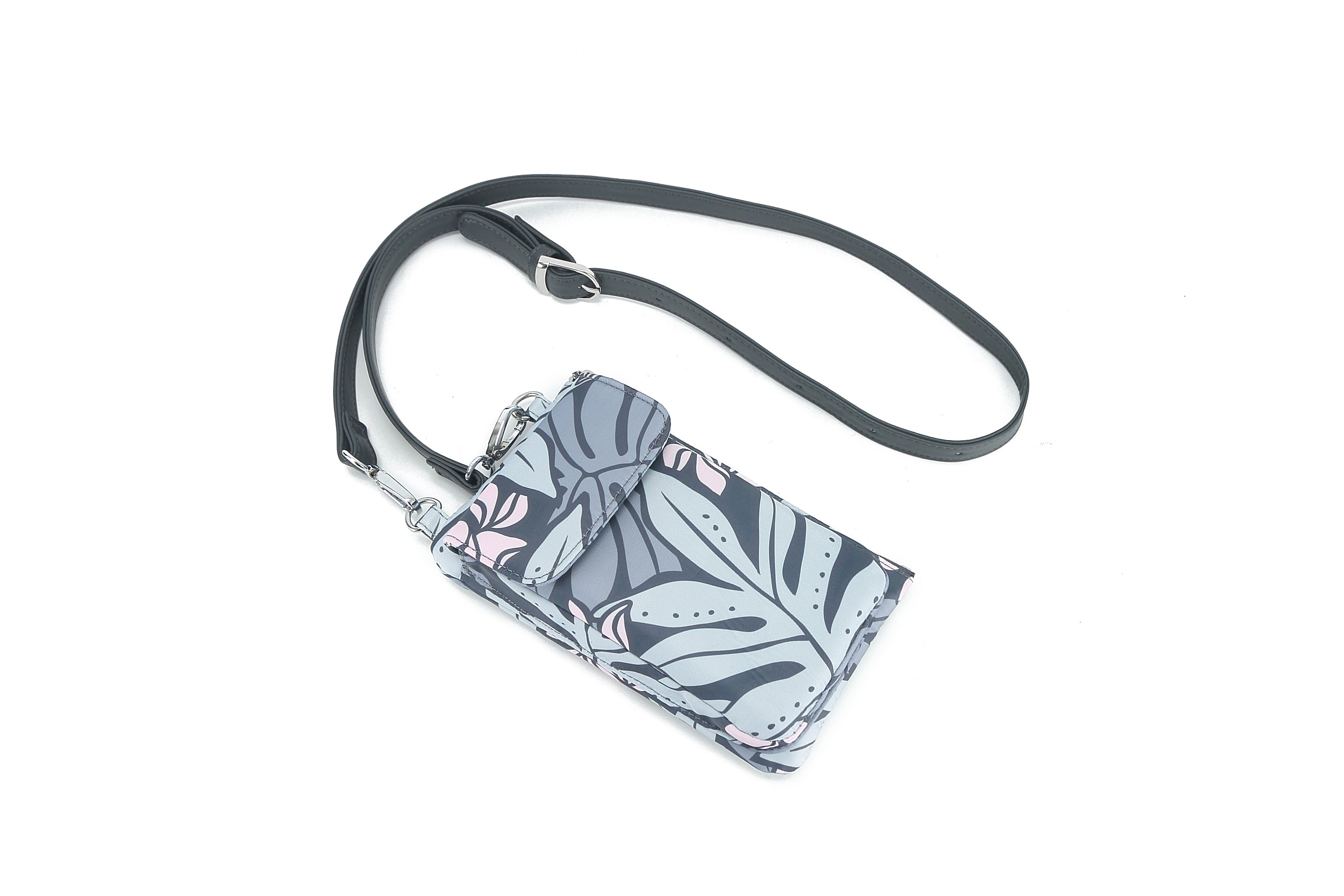 Anna Ke'olu Laua'e Grey Crossbody Phone Wallet - Stylish & Secure RFID Blocking Purse for Women - Perfect for Travel, Shopping & Everyday Use