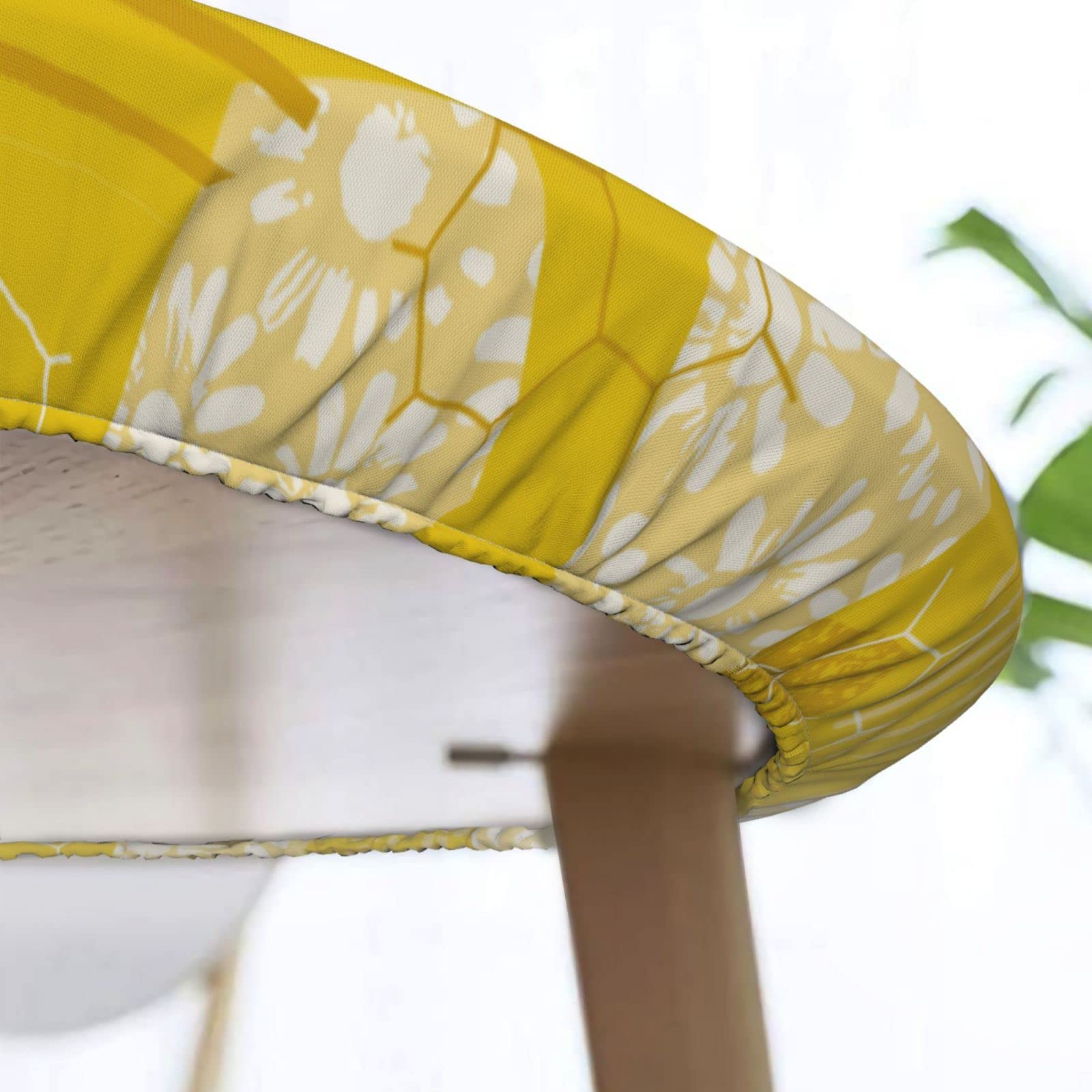 Honeycomb Pattern Elastic Edged Round Fitted Tablecloth - Waterproof & Wipeable Kitchen Table Cover for 45-50 Inch Tables - Perfect for Indoor, Outdoor, Parties & Dining