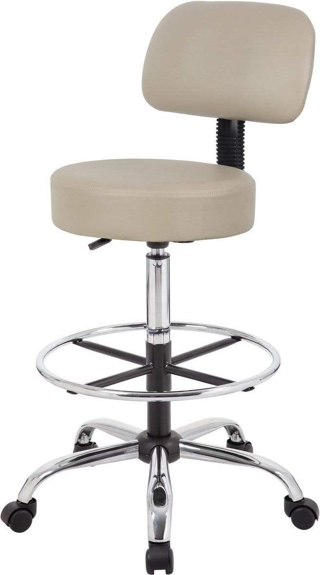 Ergonomic Boss Caressoft Medical Drafting Stool with Adjustable Height & Lumbar Support Back Cushion [B16245 BG] - Perfect for Doctors, Dentists, Tattoo Artists & Home Office Workspaces