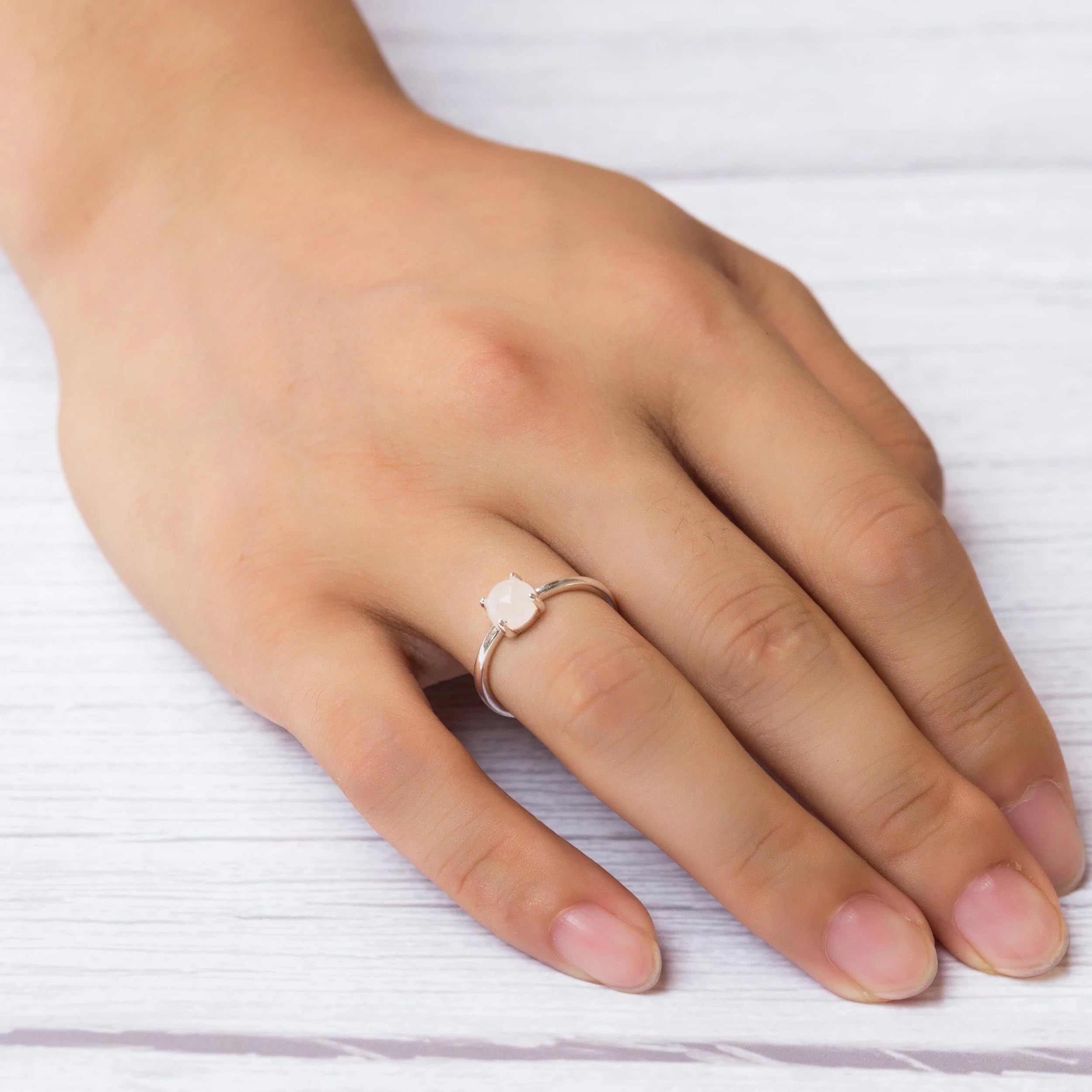 Philip Jones Rose Quartz Adjustable Ring for Women - Healing Crystal Jewelry for Stress Relief, Chakra Balancing & Positive Energy | Perfect for Meditation, Yoga & Spiritual Gifts
