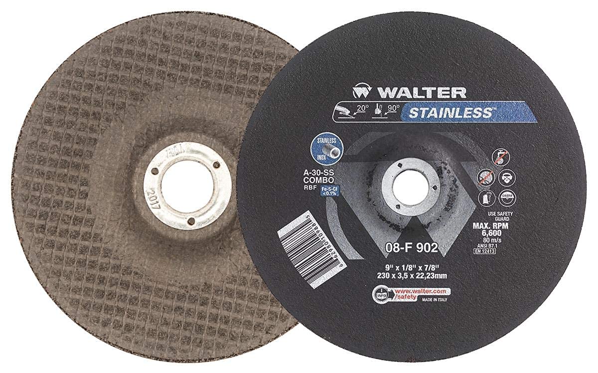 Walter08F460 4.5-Inch Grinding and Cutting Wheel Pack of 25 - Premium Abrasive Discs with Round Hole for Metal, Wood & Concrete - Perfect for DIY Projects, Construction & Workshop Use