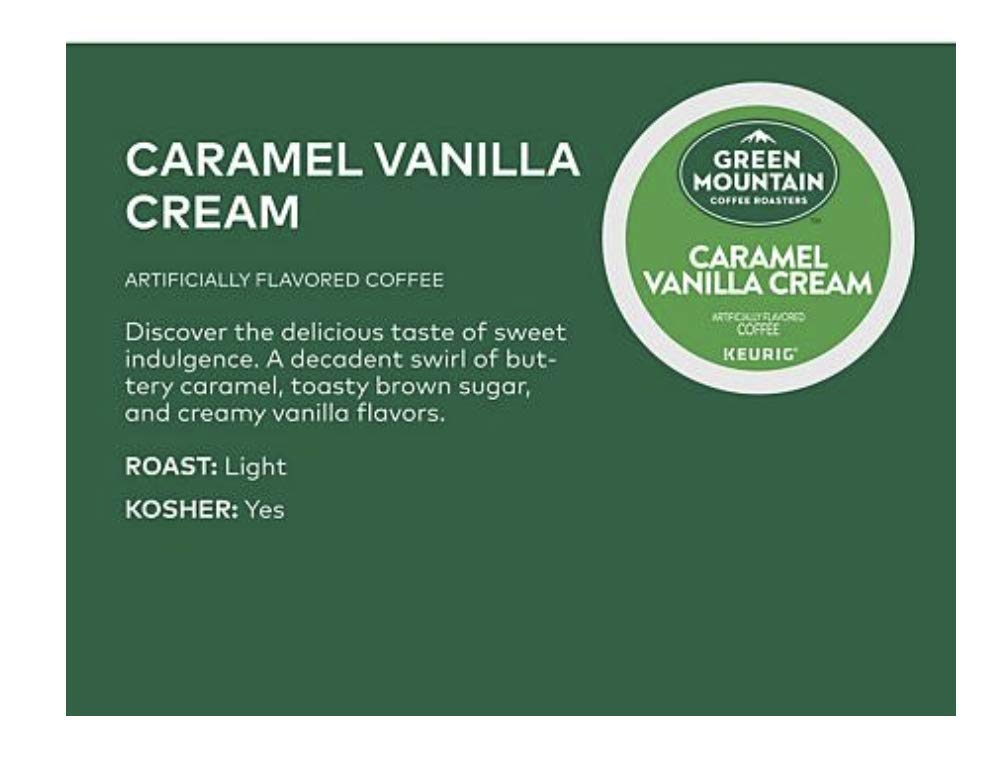 Green Mountain Coffee Caramel Vanilla Cream K-Cup Pods - 54 Count (17.9 Oz) | Medium Roast Coffee for Keurig Brewers | Perfect for Office, Home & Morning Coffee Break