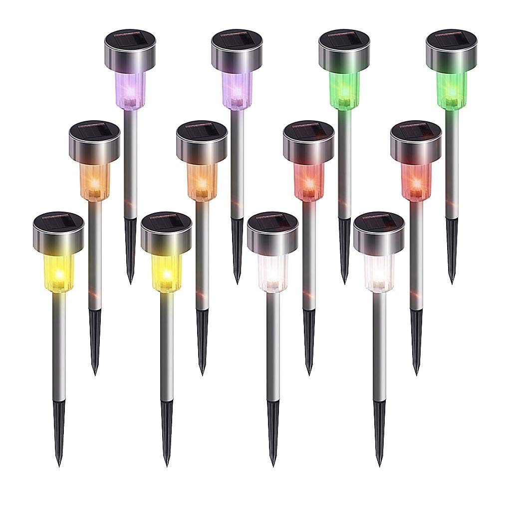 12 Pack Solar Lawn Lights - Waterproof LED Stainless Steel Garden Lights for Outdoor Yard, Pathway & Christmas Decor - 300 Bright White LEDs - Perfect for Garden, Patio, Walkway & Holiday Lighting