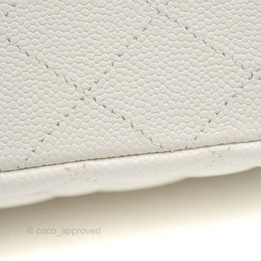 Chanel Classic Medium Double Flap Bag in White Caviar Leather with Silver Hardware - Luxury Handbag for Women, Perfect for Work, Parties & Everyday Use