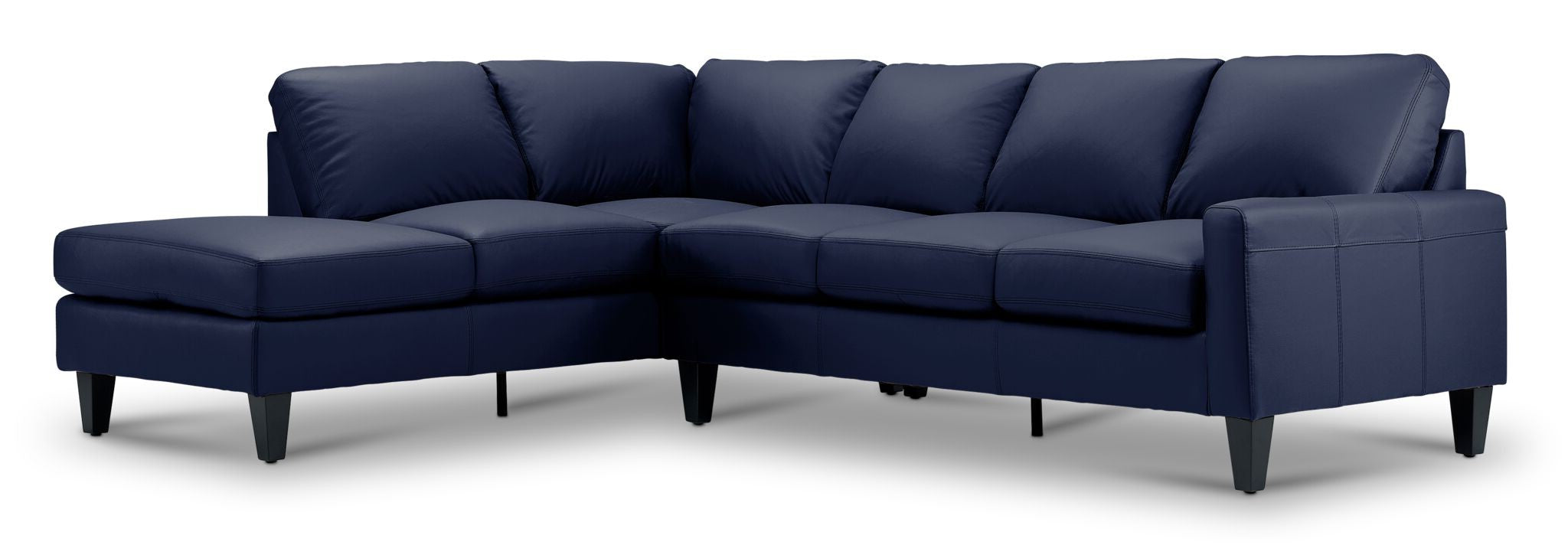 Premium Chito Leather 2-Piece Sectional Sofa with Left-Facing Chaise in Navy Blue - Perfect for Living Room, Family Room & Home Theater Comfort