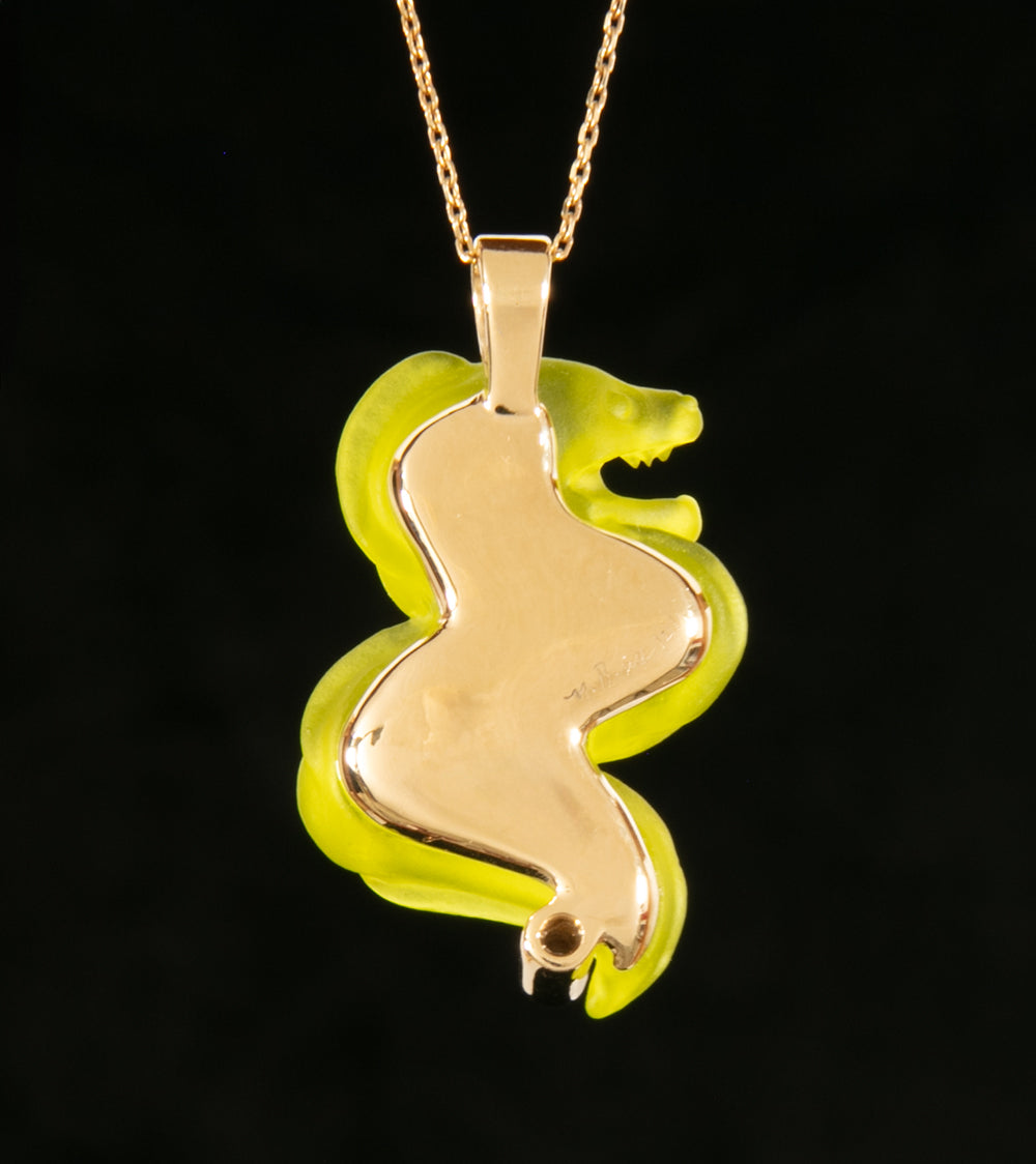 14K Yellow Gold Diamond Eel Pendant Necklace - Elegant Jewelry Gift for Women - Perfect for Parties, Weddings & Special Occasions