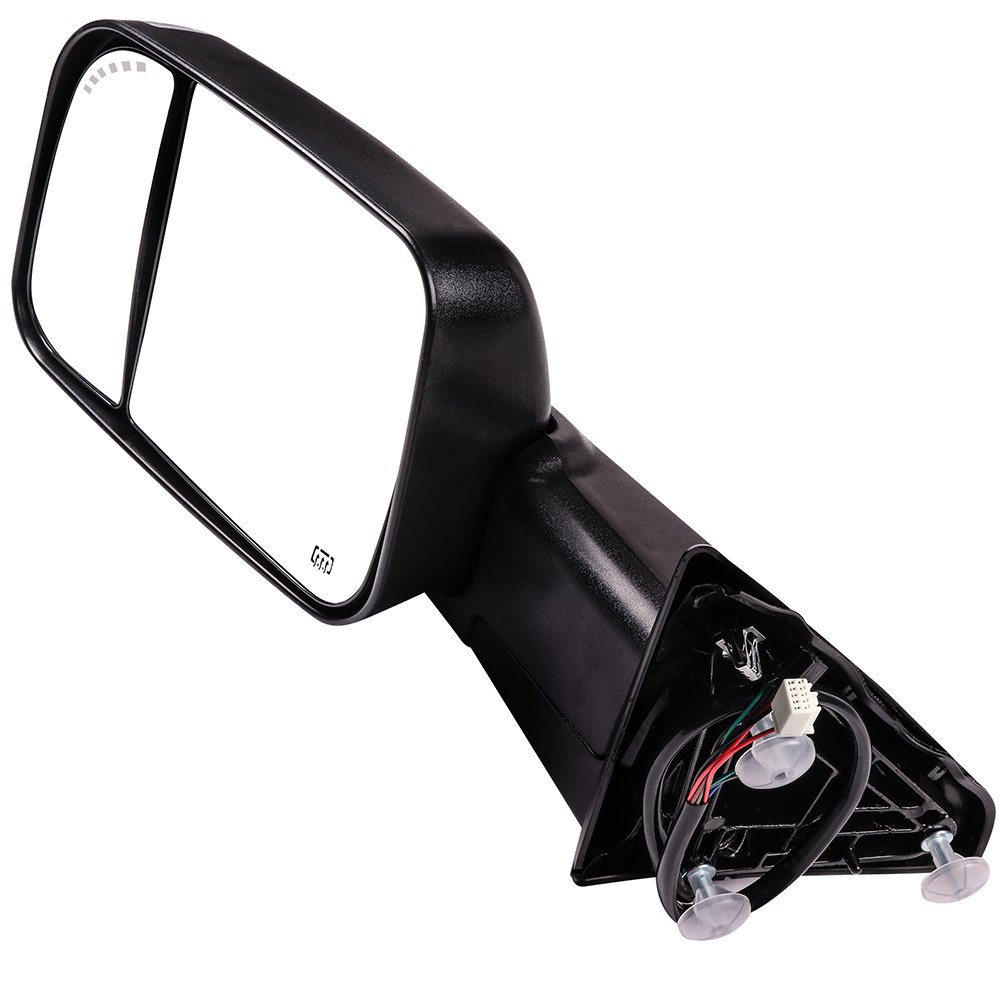 FINDAUTO Power Heated Towing Mirrors with Turn Signal & Puddle Light - Compatible with Dodge Ram 1500/2500/3500 (2010-2018) - Left & Right Side Black Mirrors for Enhanced Visibility & Safety During Night Towing