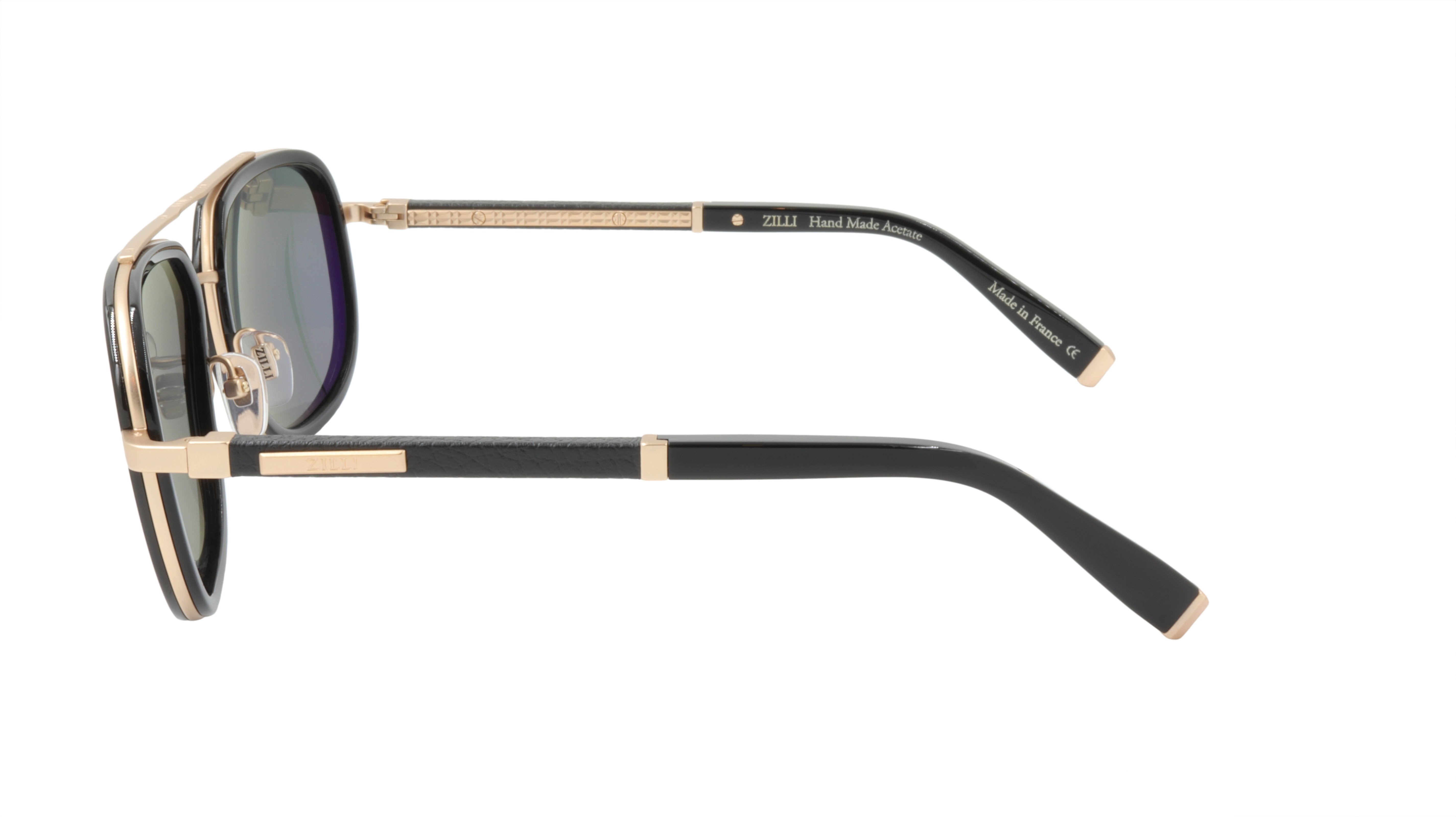 ZILLI Luxury Sunglasses for Men & Women - Titanium Acetate Frame with Genuine Leather Polarized Lenses - Handmade in France (Model ZI 65018 C01) - Perfect for Driving, Travel & Fashion Accessories