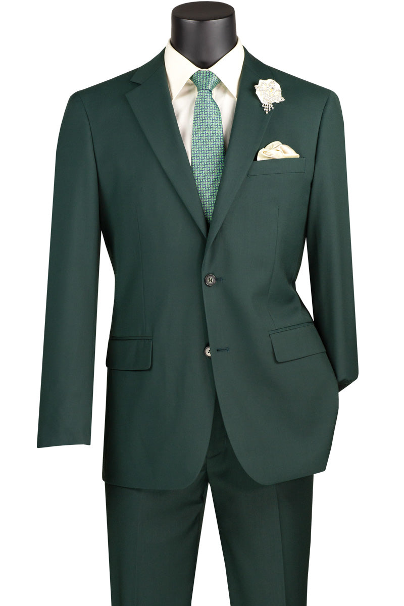 Slim Fit Men's 2 Piece Suit Set - 2 Button Formal Blazer & Pants in Hunter Green | Business Attire, Wedding, Office & Special Occasion Outfit