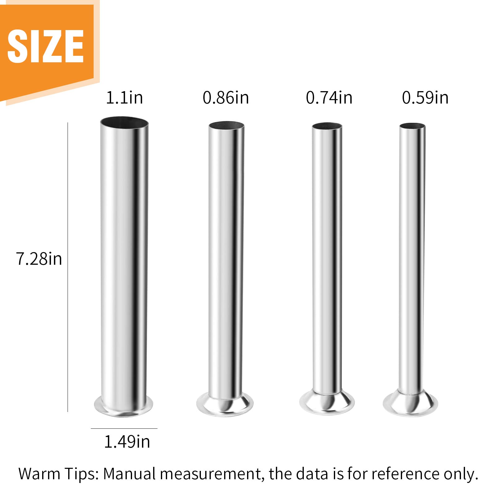 Premium Stainless Steel Sausage Stuffing Tubes Set - 4 Sizes Meat Grinder Attachment for LEM 606, 606SS, 1606, 1606SS - Durable Sausage Stuffer Funnel Replacement for Home Kitchen & Commercial Use - Perfect for Making Homemade Sausages, Jerky & Ground Meat