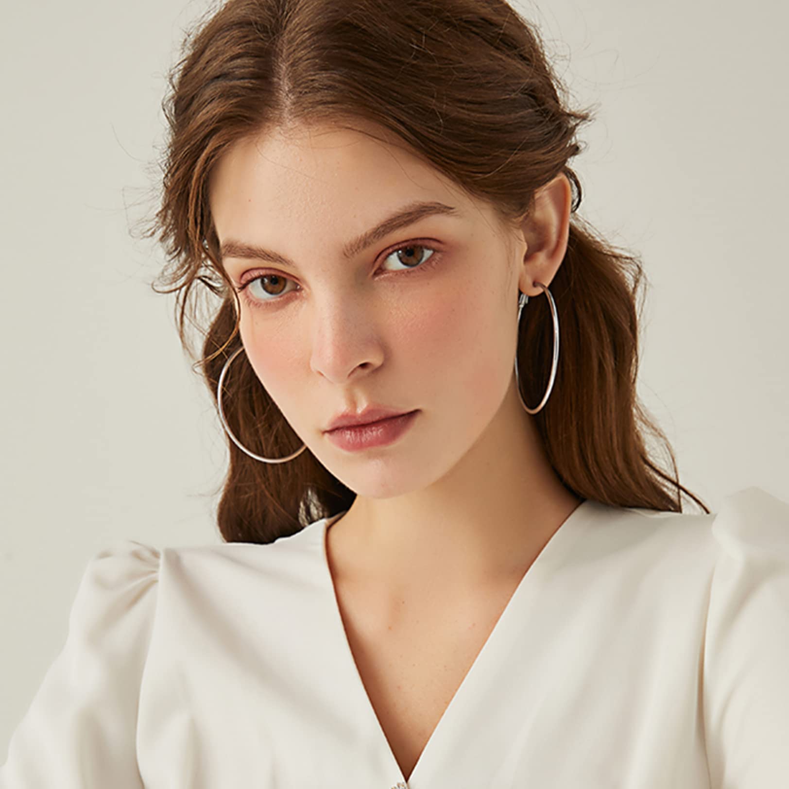 4 Pairs 925 Sterling Silver Hoop Earrings for Women - Hypoallergenic Large Minimalist Hoops Set (30MM 40MM 50MM 60MM) | Perfect Gift for Birthday, Anniversary & Everyday Elegant Wear