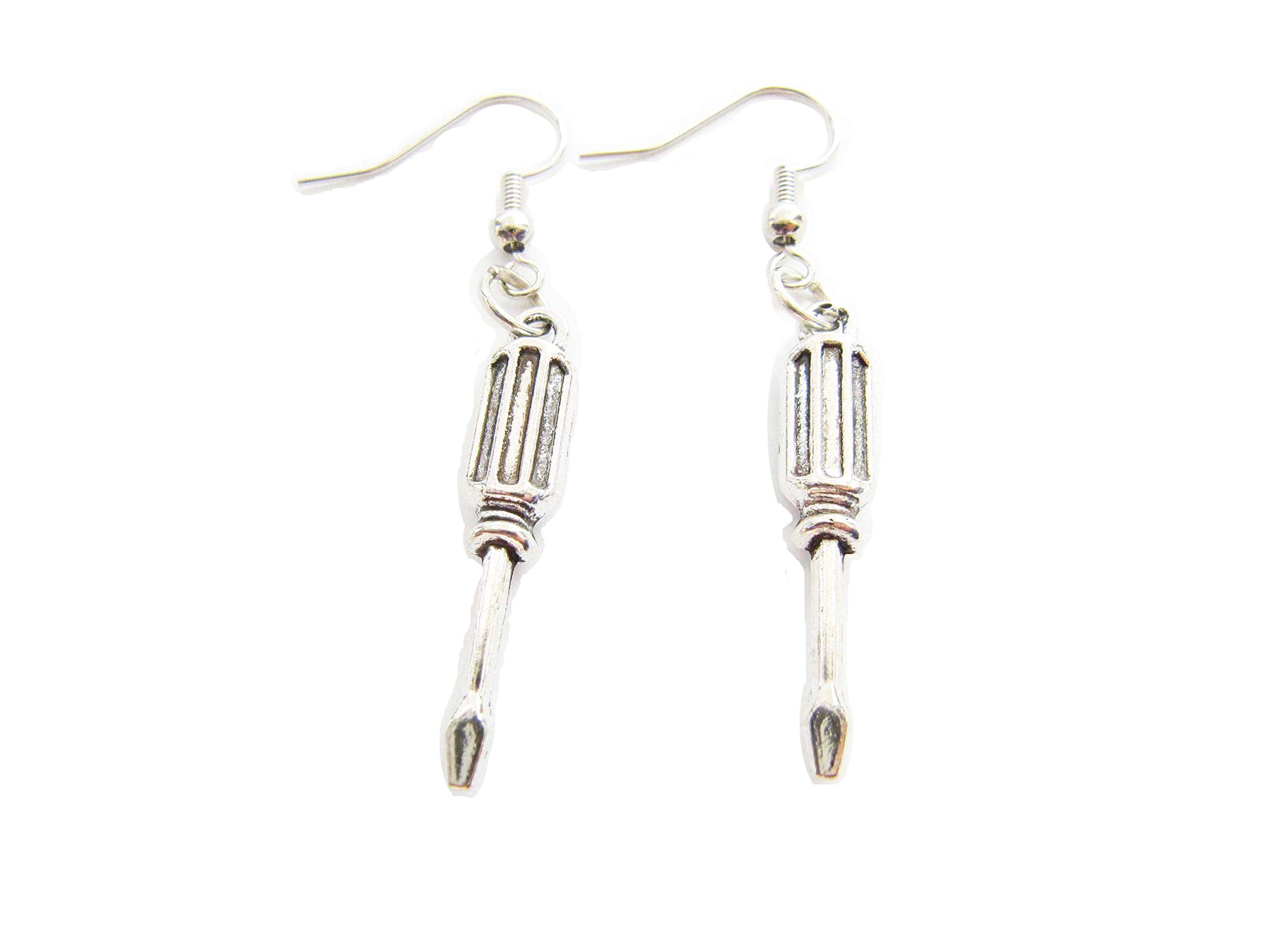 Hammer, Pliers, Wrench, Screwdriver, Hacksaw, Shovel Earrings - Unique Tool Jewelry for Women & Men - Perfect DIY & Construction Worker Gift - Great for Workwear, Cosplay & Everyday Fashion Accessories