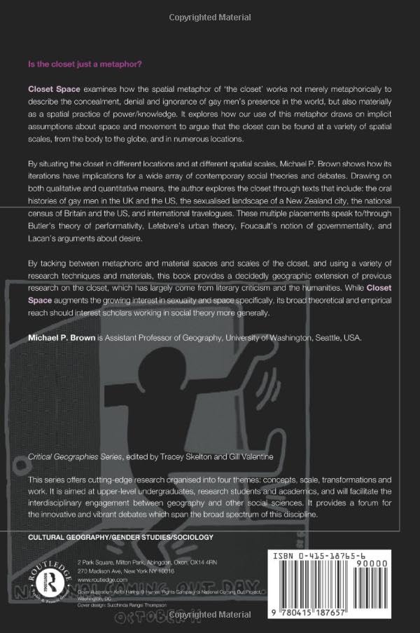 Closet Space: Geographies of Metaphor from Body to Globe - Critical Geography Book for Cultural Studies & Social Theory | Perfect for Academics, Researchers & Geography Enthusiasts