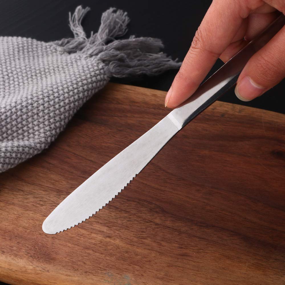 12-Piece Stainless Steel Dinner Knives Set - 8-Inch Dishwasher Safe Flatware, Modern Tableware Cutlery for Home, Hotel & Restaurant Use | Perfect for Dining, Desserts & Kitchen Serving