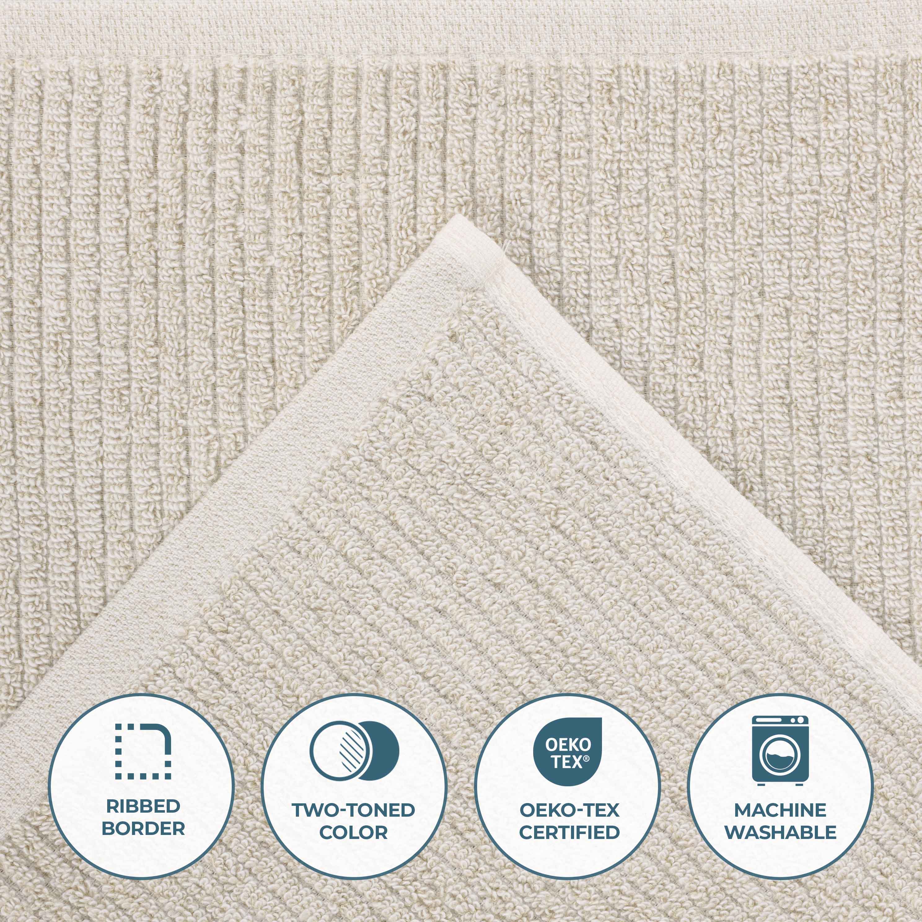 Premium 12-Piece Cotton Blend Ribbed Towel Set - Ultra Soft & Absorbent Bath Towels for Spa, Gym & Luxury Home Use
