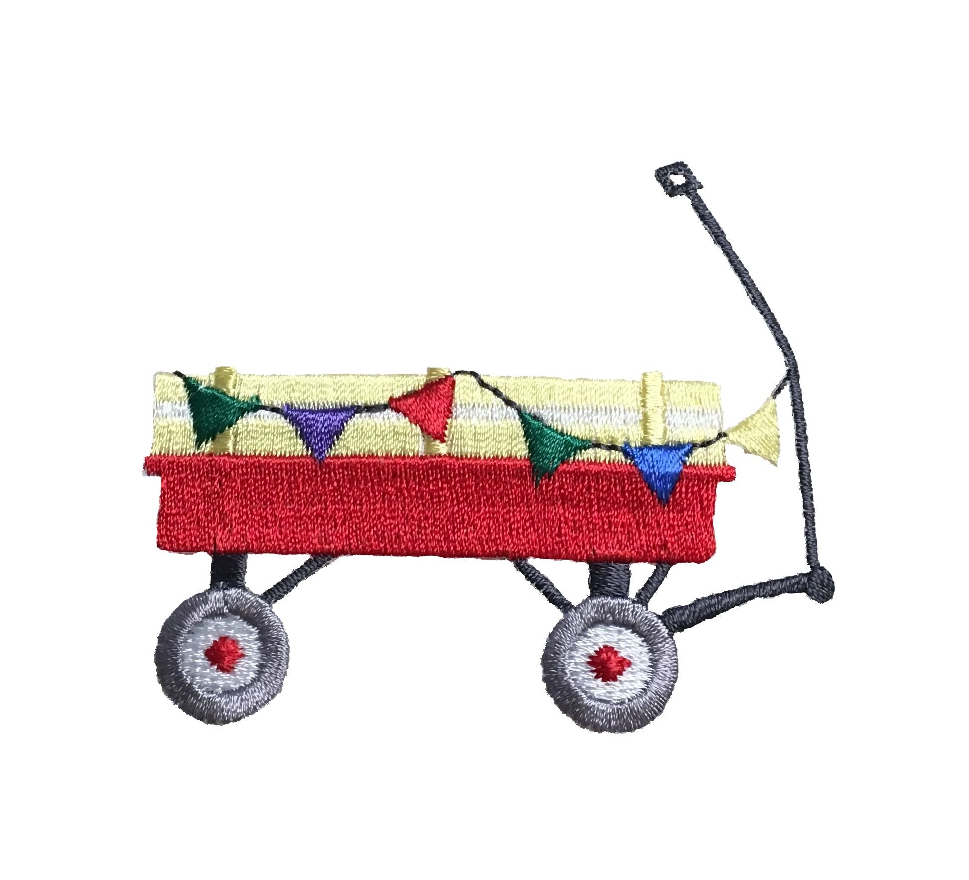 Red Wagon Iron On Embroidered Patch - Custom DIY Sewing Applique for Jackets, Hats & Bags - Perfect for Costumes, Gifts & Fashion Upgrades