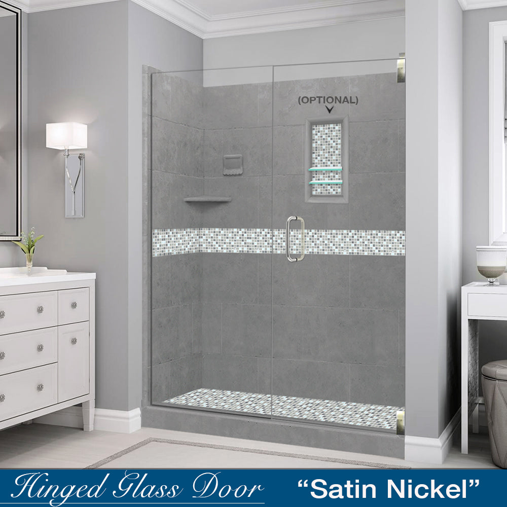 60 Alcove Wet Cement Sistine Stone & Del Mar Mosaic Accent Tile - DIY Shower Remodel Kit for Bathroom Renovation, Waterproof Backsplash and Stunning Wall Decor