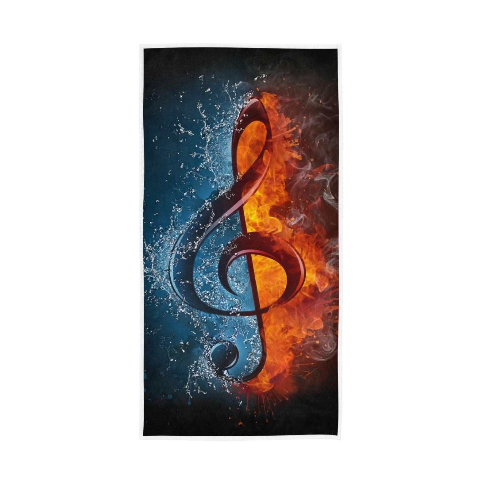 ALAZA Treble Clef Hand Towels - 30x15 Inch Highly Absorbent Soft Bathroom Towels for Face, Gym & Spa - Decorative Guest Towels with Breathable Fingertip Design - Perfect for Bathrooms, Guest Rooms, Yoga Studios and Luxury Hotels