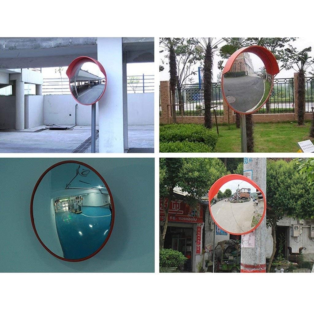 Sharp Turn Safety Mirror - 80cm Red Plastic Convex Mirror for Warehouse, Hotel & Blind Spots - Improve Visibility & Prevent Accidents in High-Traffic Areas