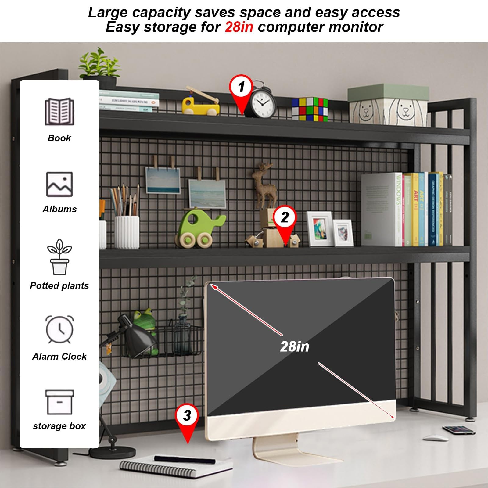 Adjustable Desk Bookshelf Organizer Rack - 135cm Height Desktop Bookcase for Computer Desk, Office Supplies & Accessories Storage Display Shelf | Perfect for Home Office, Study Room & Workspace Organization