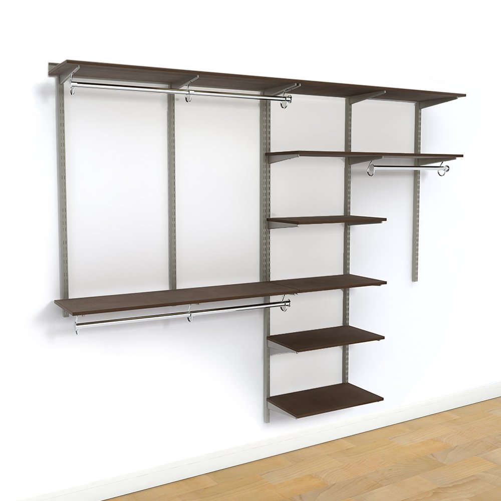 FreedomRail Adjustable Closet Organizer Kit 96-100 Inches - Chocolate Pear Finish - Customizable Wardrobe Storage System for Bedroom, Walk-in Closet & Dorm Organization
