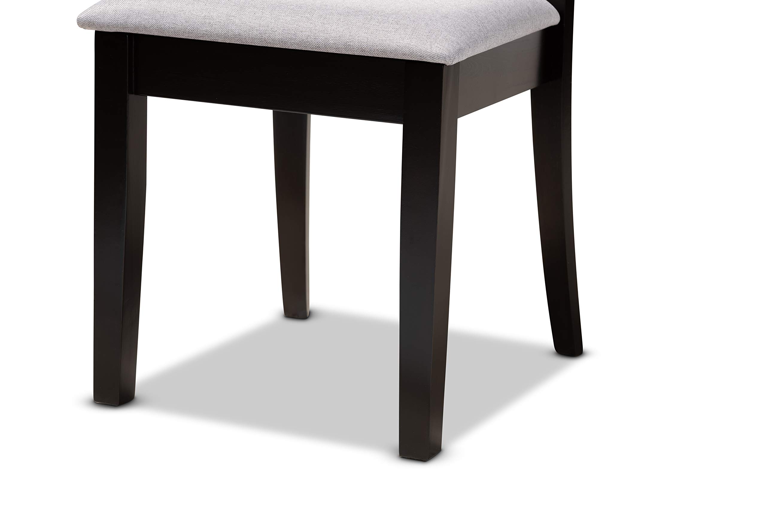 Baxton Studio Minette 2-Piece Dining Chair Set - Gray Fabric Upholstered Seats with Espresso Brown Wood Frame - Perfect for Kitchen, Dining Room & Small Space Decor