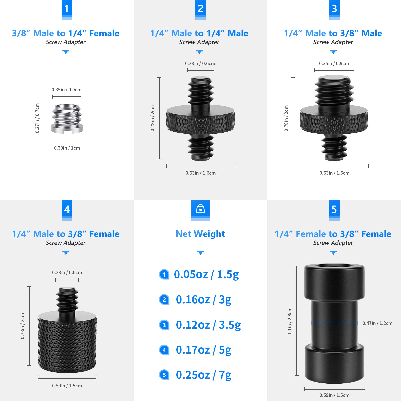 NEEWER ST29 22-Piece Tripod Adapter Kit for DSLR Cameras - Perfect for Photography, Videography & Live Streaming