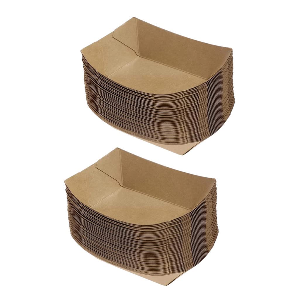 Disposable Kraft Paper Food Trays 50Pcs - Eco-Friendly Snack Serving Trays for Nachos, Fries, Hot Dogs | Perfect for Carnivals, Fairs, Festivals, Parties & Picnics | Sturdy Appetizer & Condiment Holder for Easy Outdoor Dining