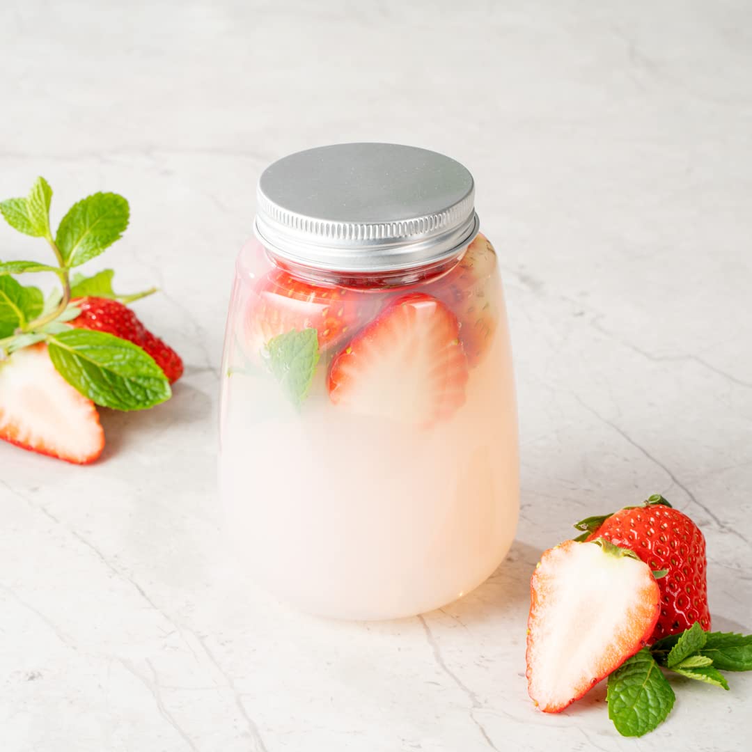 Restaurantware Bottle Tek 12oz Clear Plastic Juice Bottles (100-Pack) with Aluminum Lids - Disposable Empty Containers for Juicing, Tea, Smoothies & Cocktails | Perfect for Restaurants, Cafes & Home Use