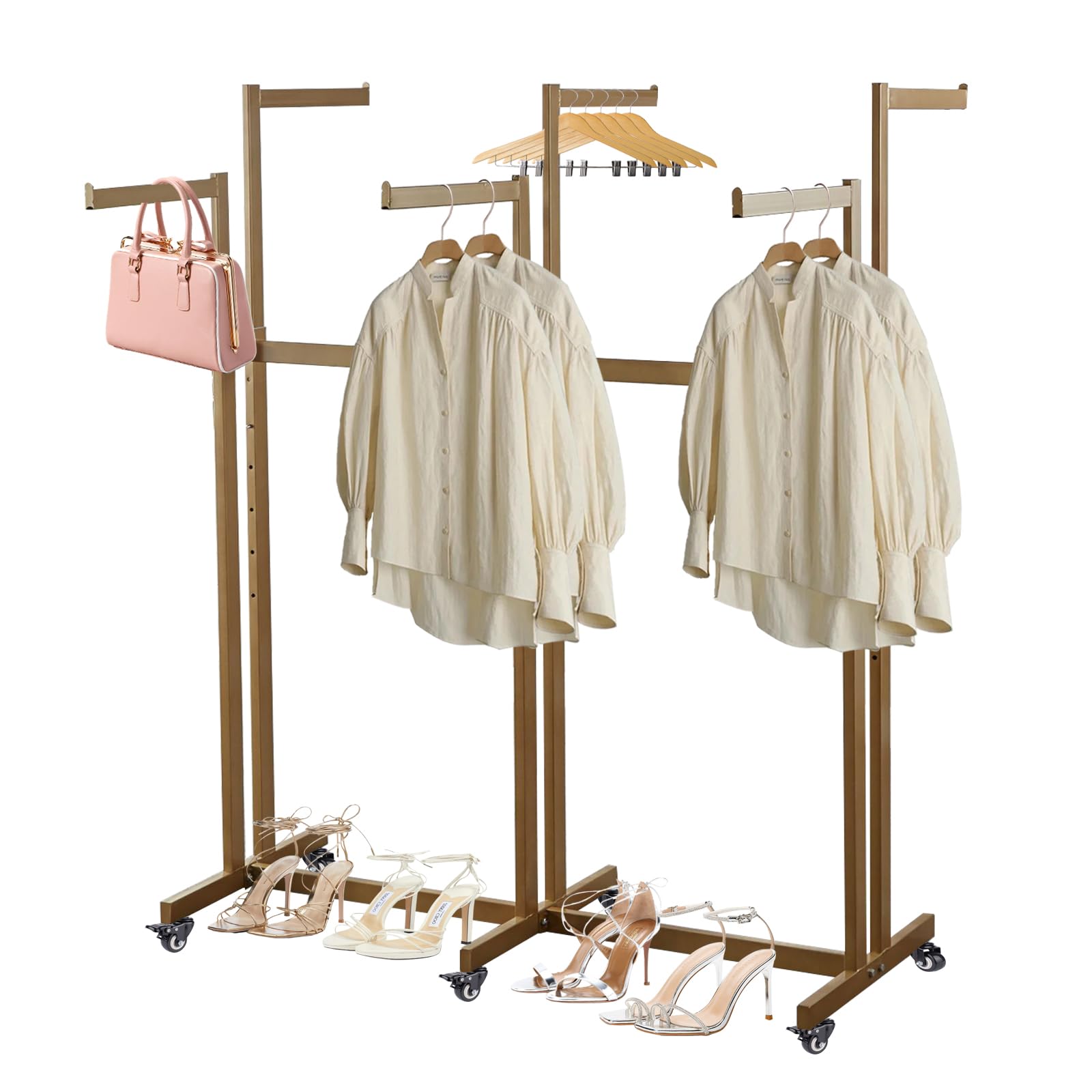 Heavy Duty 6-Arm Rolling Garment Rack - Adjustable Height (46