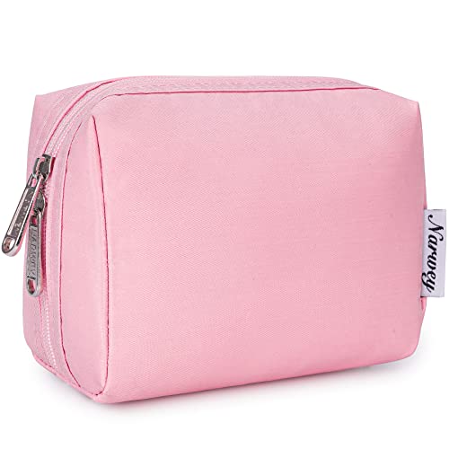 Narwey Small Makeup Bag for Women - Travel Cosmetic Pouch, Mini Purse Organizer for Toiletries & Essentials (Pink, Small) - Perfect for Travel, Gym, Daily Use & Gift Giving