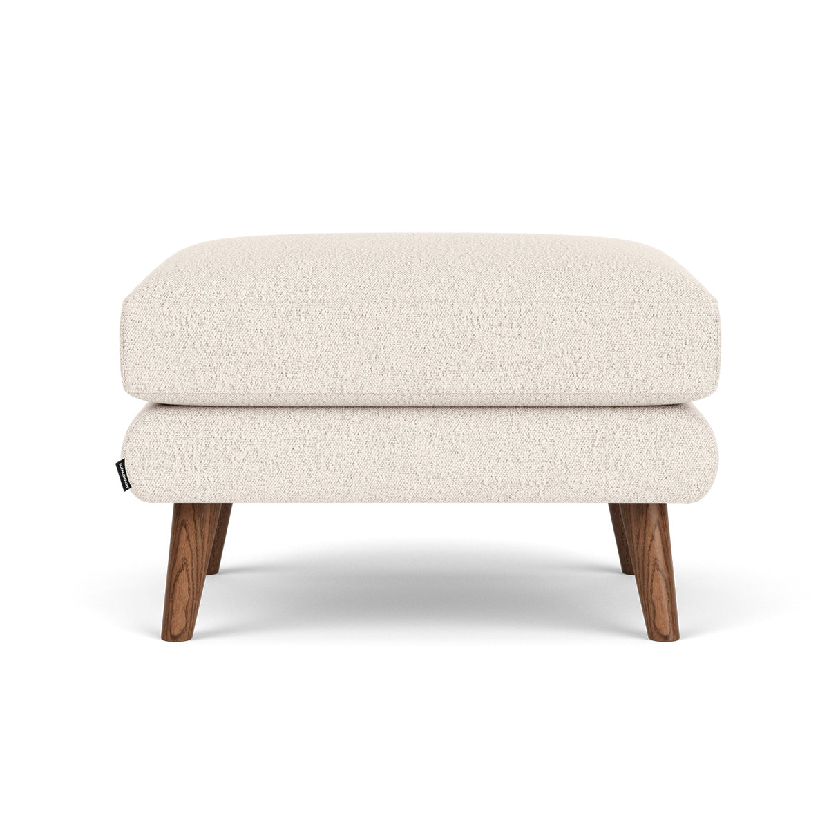 George Boucle Ottoman Stool - Round Tufted Footrest Pouf with Wooden Legs, Perfect for Living Room, Bedroom, or Nursery Decor