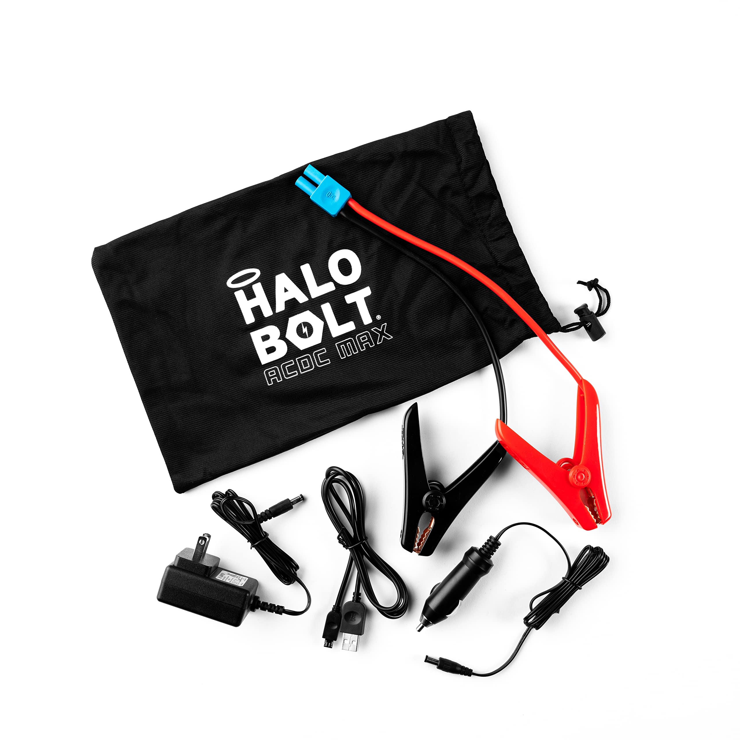 Halo Bolt ACDC Max 55500mWh Portable Power Bank - Emergency Car Jump Starter with AC Outlet, LCD Display & LED Flashlight - Charge Phones, Laptops, CPAP Machines - Perfect for Camping, Road Trips & Power Outages