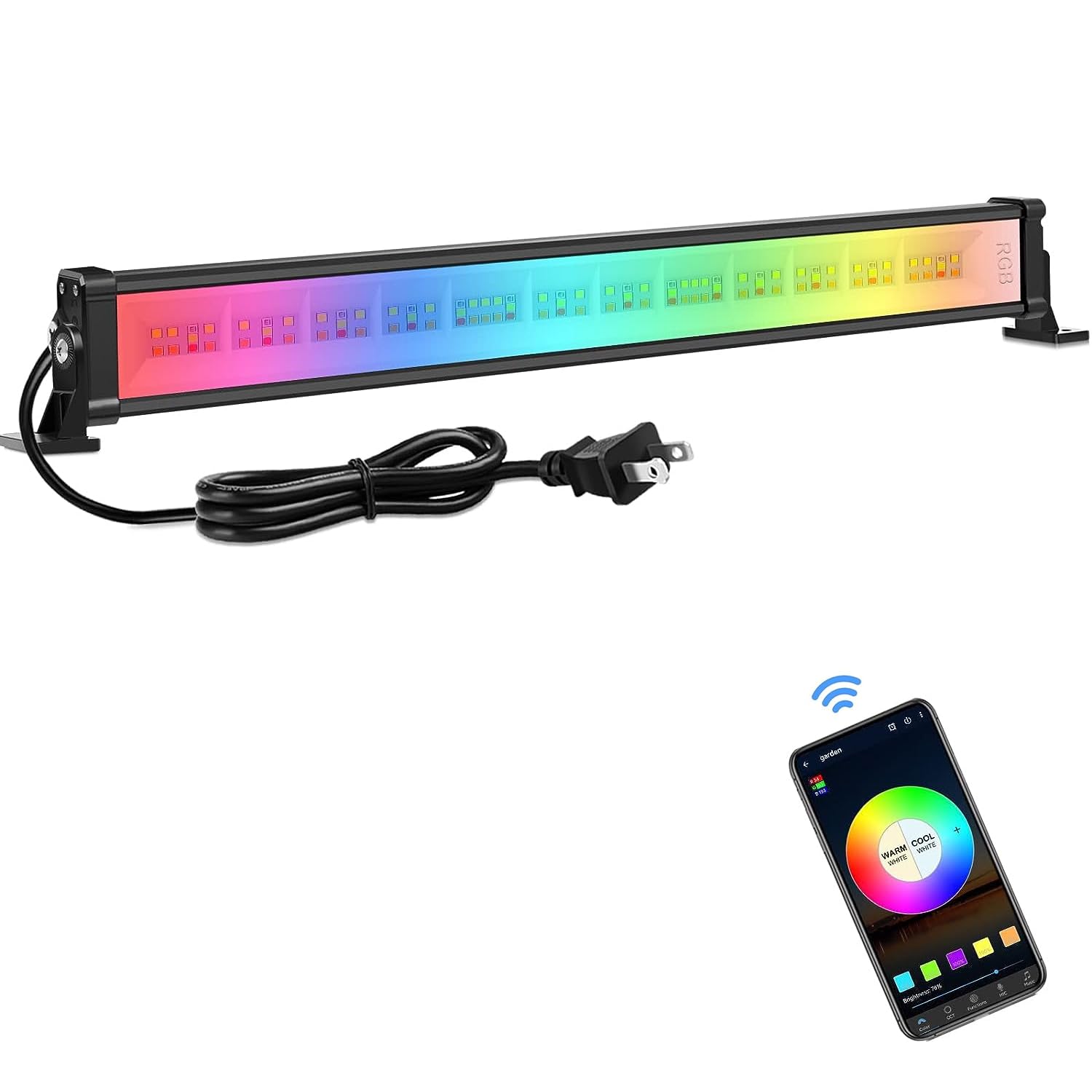 MEIKEE 42W RGBCW Smart APP Waterproof LED Wash Light Bar - Dimmable Wall Washer for DJ Stage, Church, Wedding, Birthday Party & Christmas Decoration (1 Pack) - Perfect for Indoor/Outdoor Events, Home Theater & Holiday Lighting