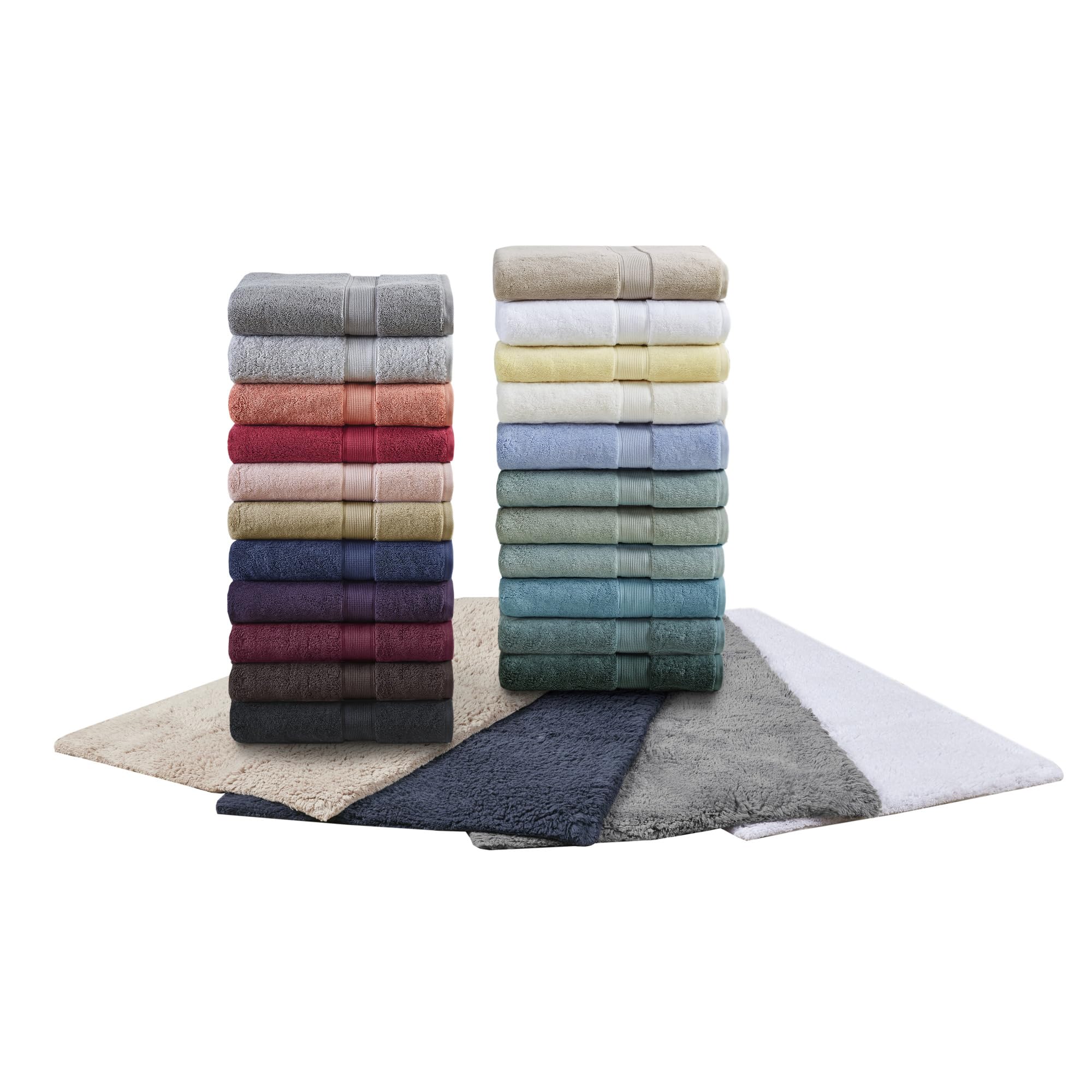 Madison Park Signature 800GSM 100% Cotton Bath Towel Set of 8 (2 Bath Towels, 2 Hand Towels, 4 Washcloths) - Ultra Absorbent, Quick Dry, Spa Quality Luxury Towels for Bathroom, Hotel & Home Use