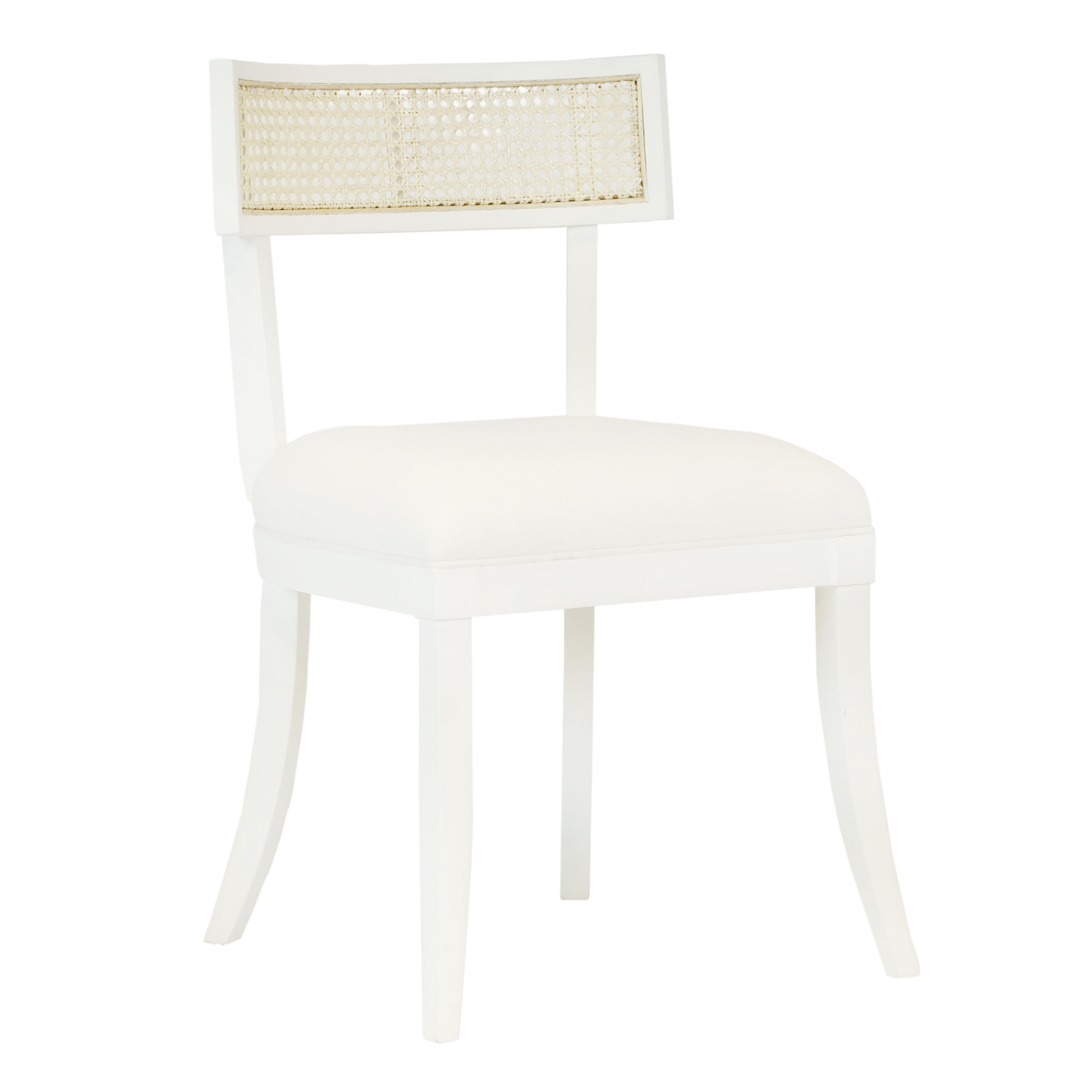 Britta Modern Dining Chair with Cane Back Detail - Matte White Lacquer Finish - Perfect for Kitchen, Dining Room, or Breakfast Nook - Comfortable & Stylish Seating Solution