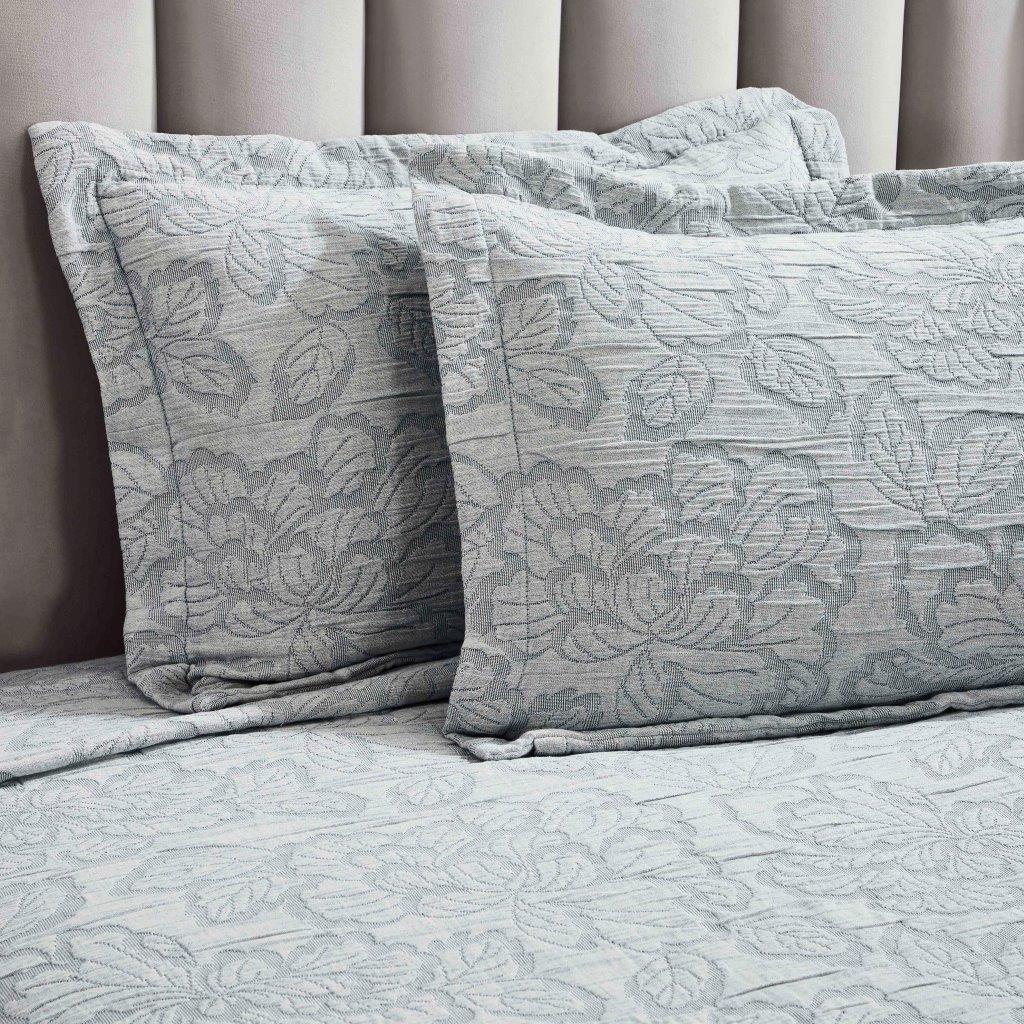 Hibiscus Cotton Medium Weight Matelasse Woven Bedspread and Sham Set - Queen Size, Floral Design, Soft & Breathable - Perfect for Master Bedroom, Guest Room, or Vacation Home Decor